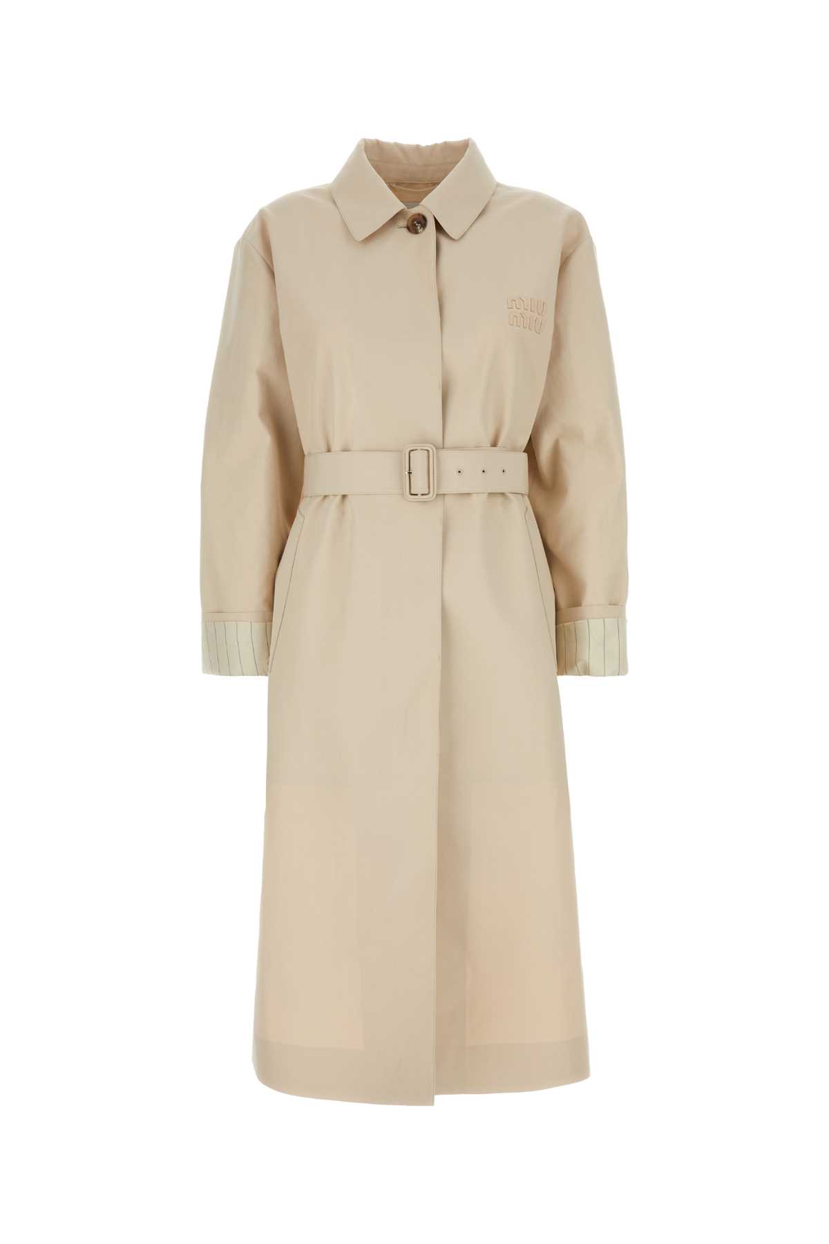 【送料&関税込】Miu Miu Sand Cotton Trench Coat Miu Miu Sand Cotton Trench Coat | italist