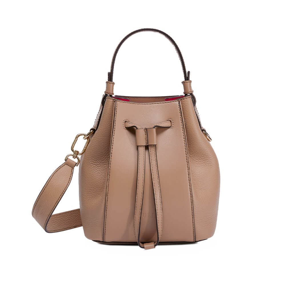 Furla Miastella Bucket Bag Mini Greige Beige Soft Calf Leather Woman