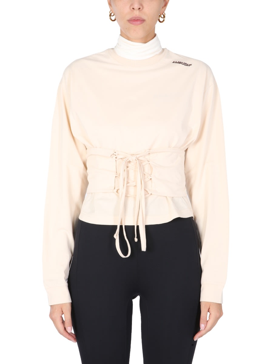 Tシャツ・カットソー AMBUSH T-SHIRT WITH CORSET BELT (BWAB008_F21JER0010460) AMBUSH T-shirt With Corset Belt | italist