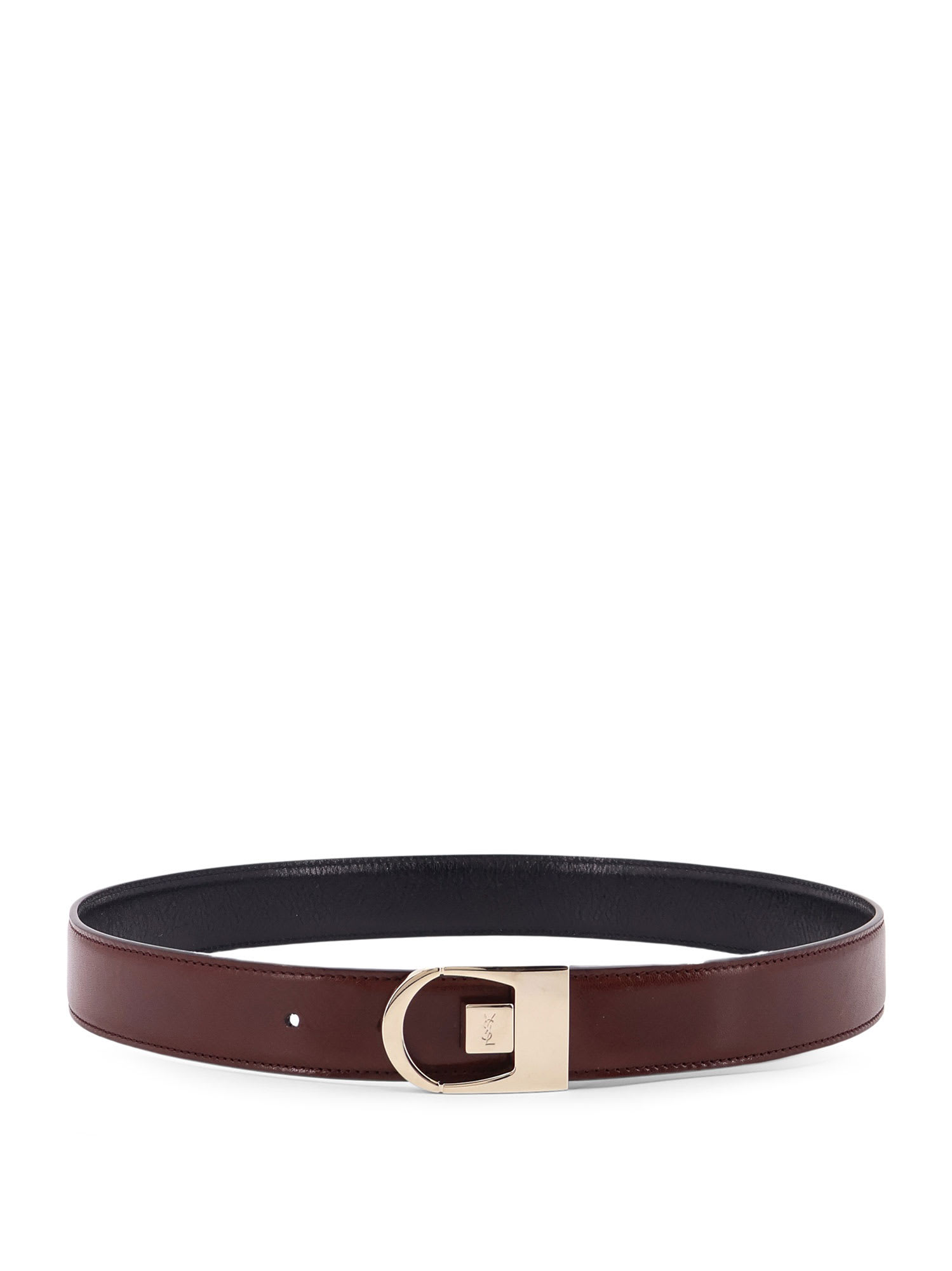 ベルト Saint Laurent Brown Leather Reversible Belt Saint Laurent Ceinture Reversible Belt in Vegetal Brown