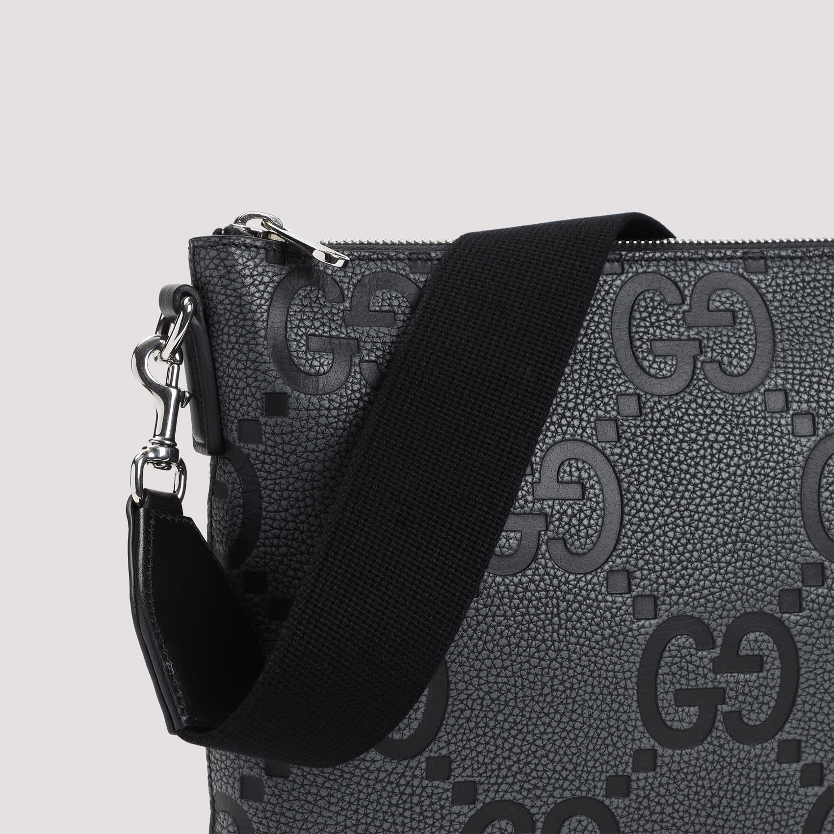 ショルダーバッグ GUCCI DARK GREY LEATHER JUMBO GG MEDIUM MESSENGER BAG Gucci Dark Grey Leather Jumbo Gg Medium Messenger Bag
