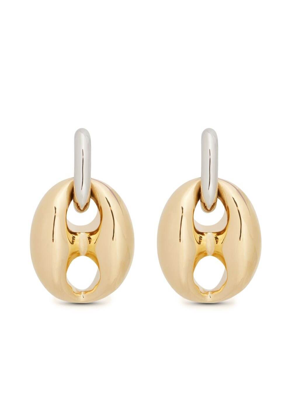 Paco Rabanne Silver And Gold 'xtra Eight Dang' Earrings With