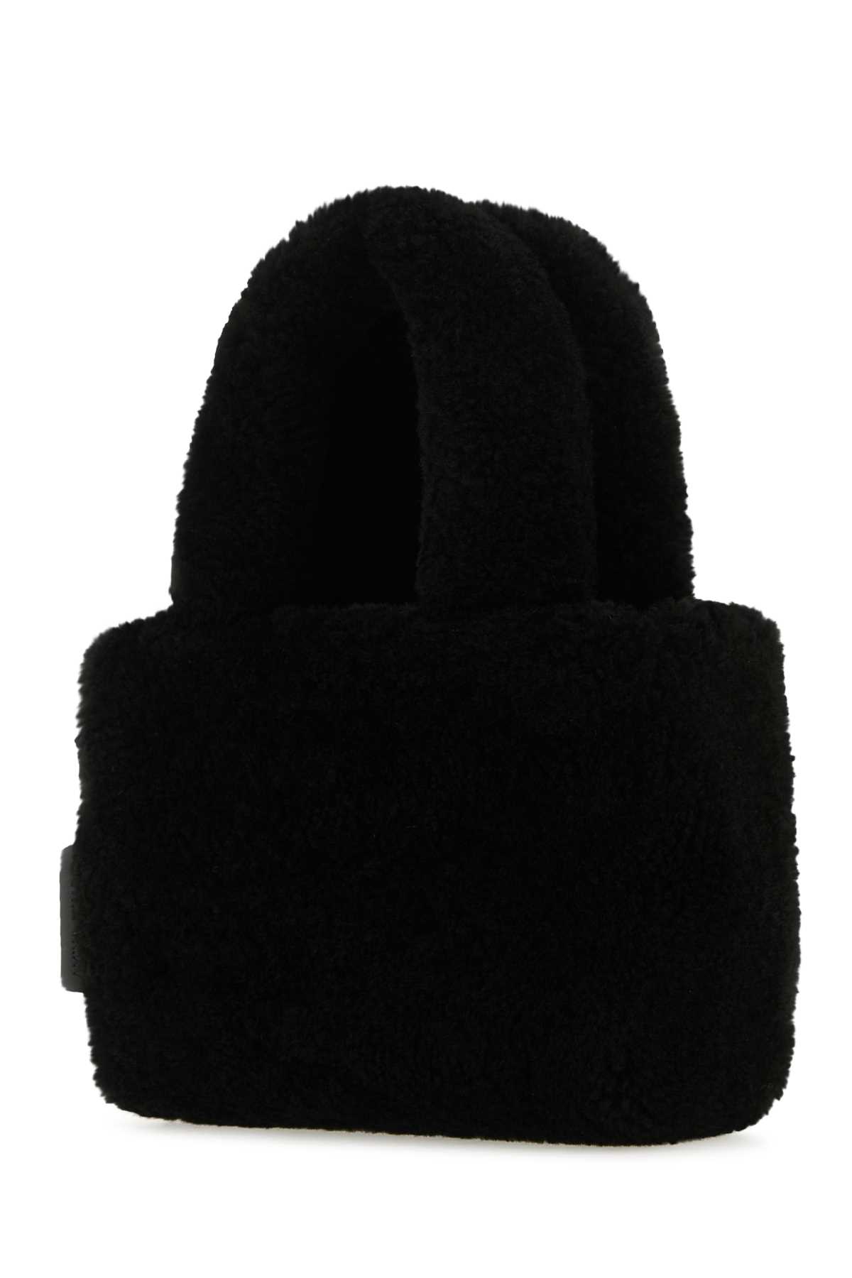 Amina Muaddi Black Shearling Amini Giuly Handbag | italist