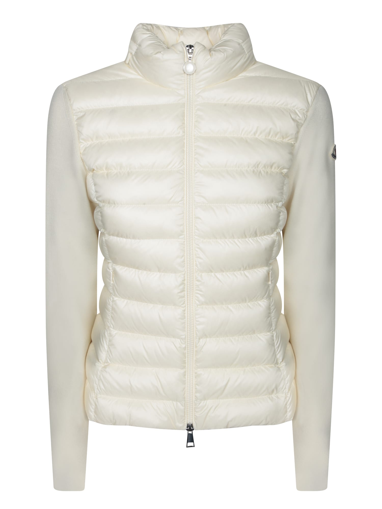 【送料&関税込】Moncler White Down Cardigan Wool and quilted down cardigan in white - Moncler | Mytheresa
