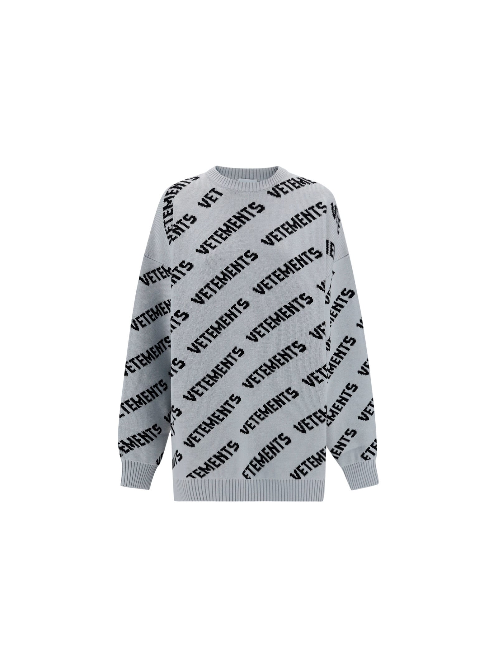 Vetements Lurex Monogram Cropped Sweater in Gray