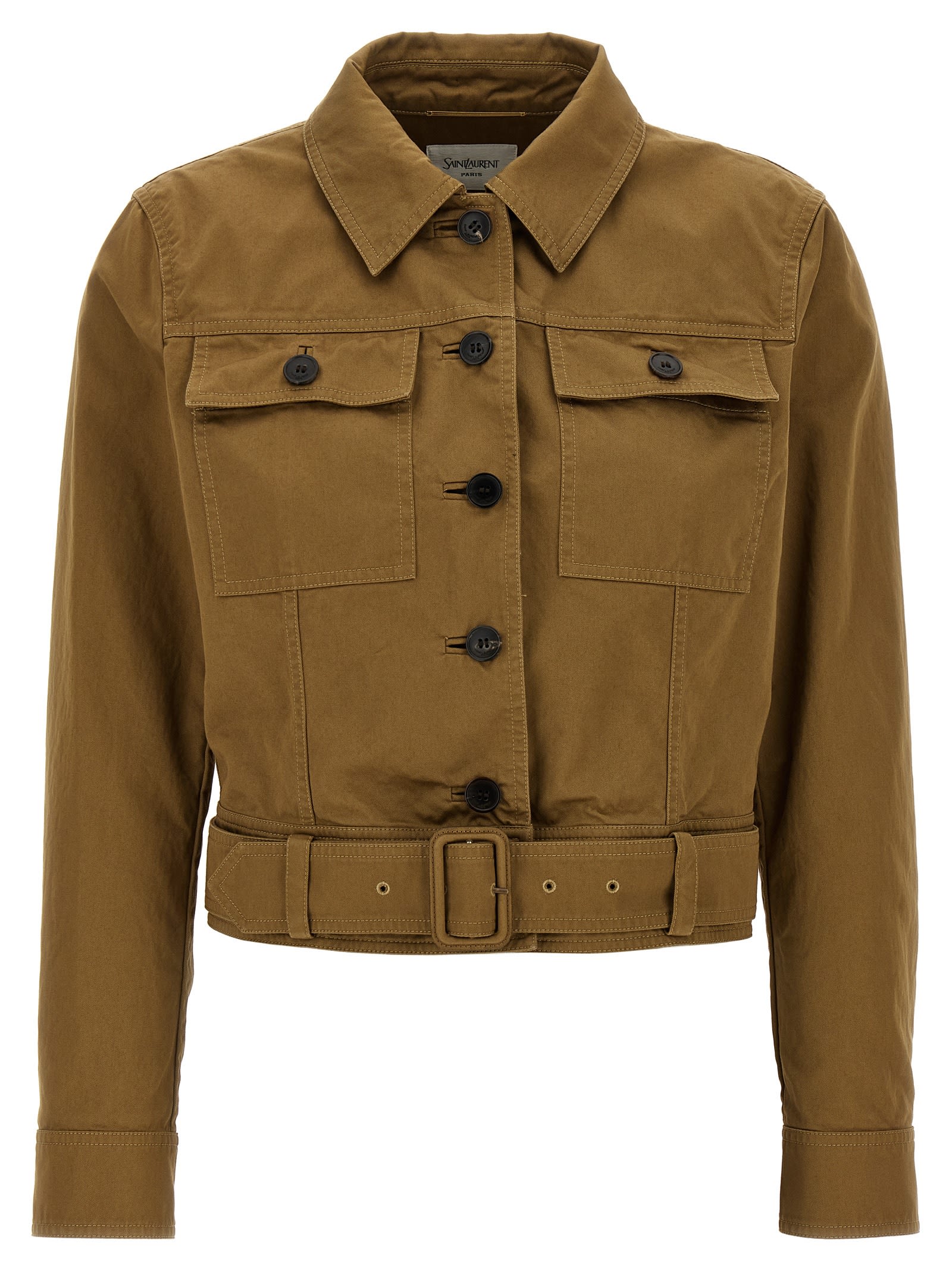 ジャケット saint laurent Canvas jacket Saint Laurent Corduroy-trimmed cotton canvas jacket Saint