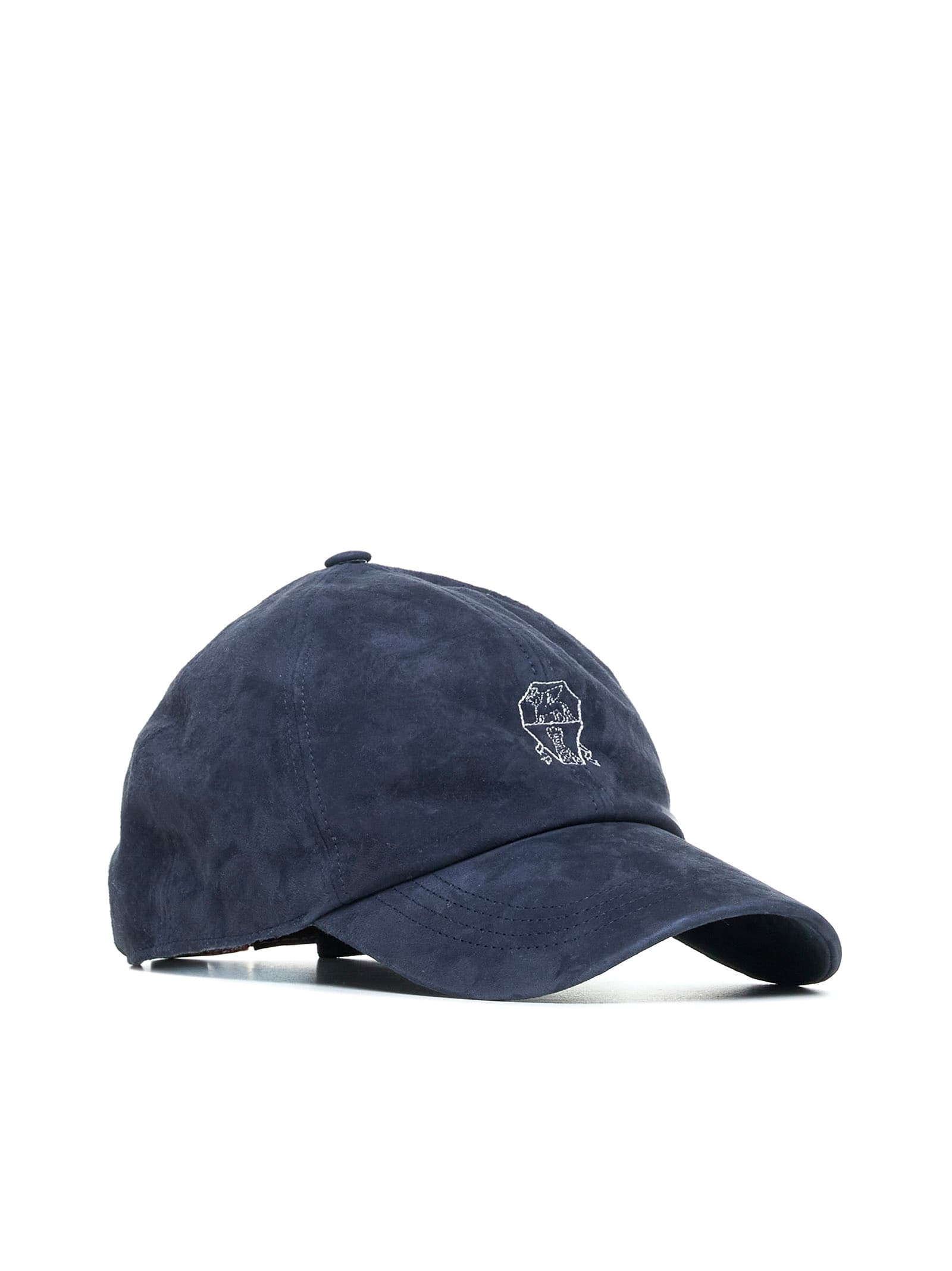Brunello Cucinelli Suede Cap With Logo Embroidery | italist Brunello Cucinelli Suede Cap With Logo Embroidery | italist