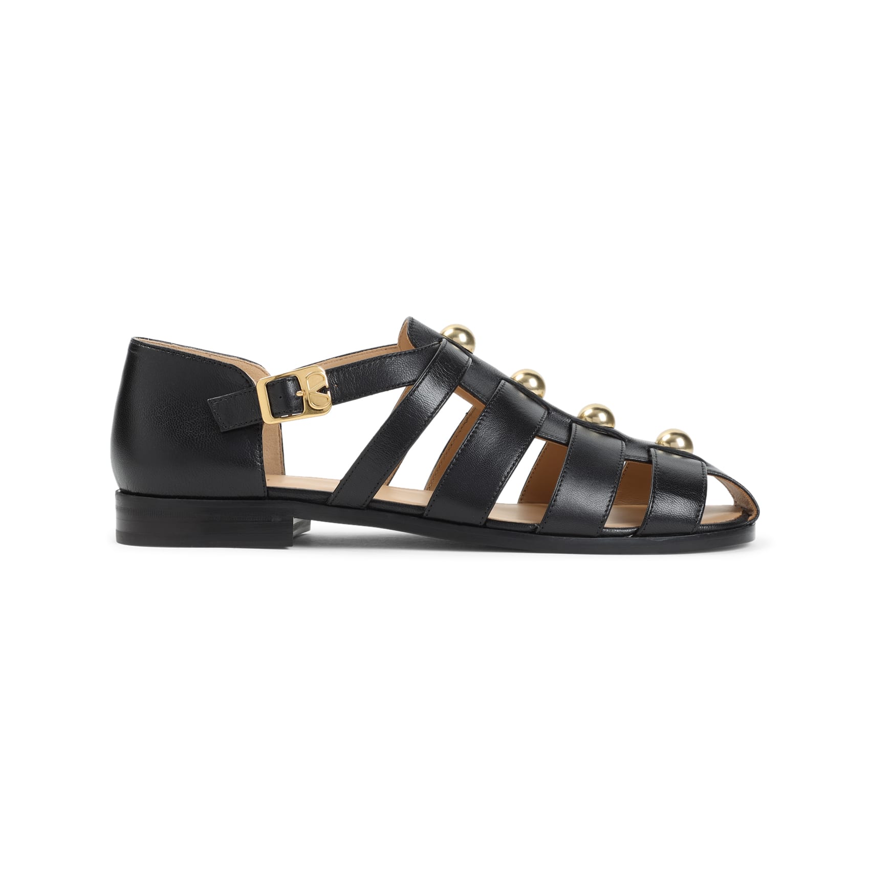サンダル VALENTINO GARAVANI STUDSHIELD SANDAL Studshield Fisherman Calfskin Sandal for Man in Tobacco