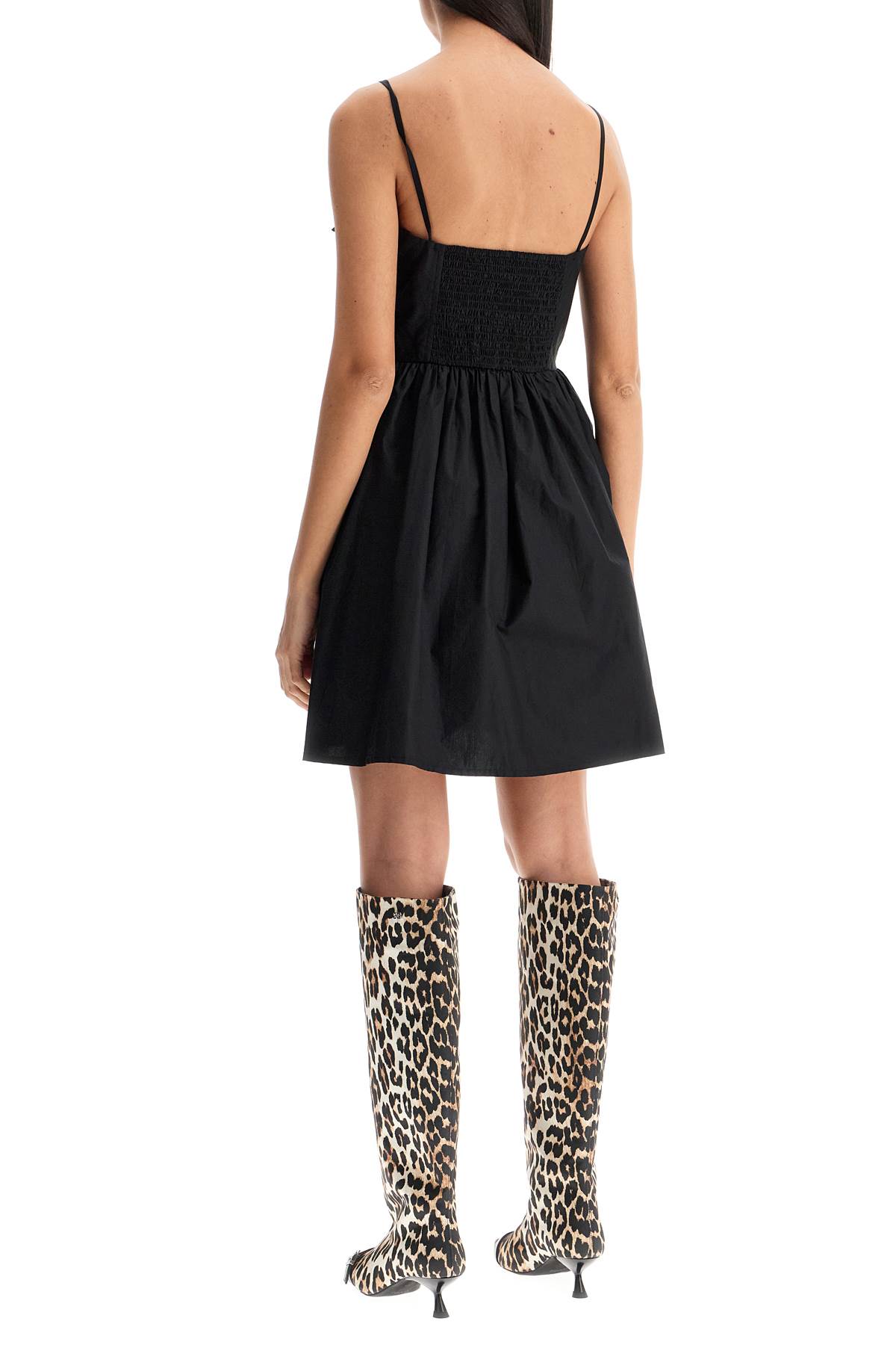 ★Ganni★ Cotton Poplin Strap Dress Black W0194099 W0194099S Black Black Cotton Poplin Strap Dress | GANNI US