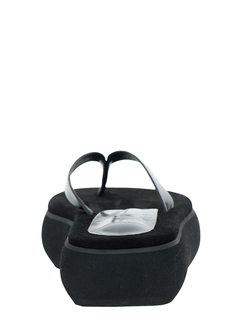 OSOI 'boat' Black Flip Flops With Chunky Sole In Leather