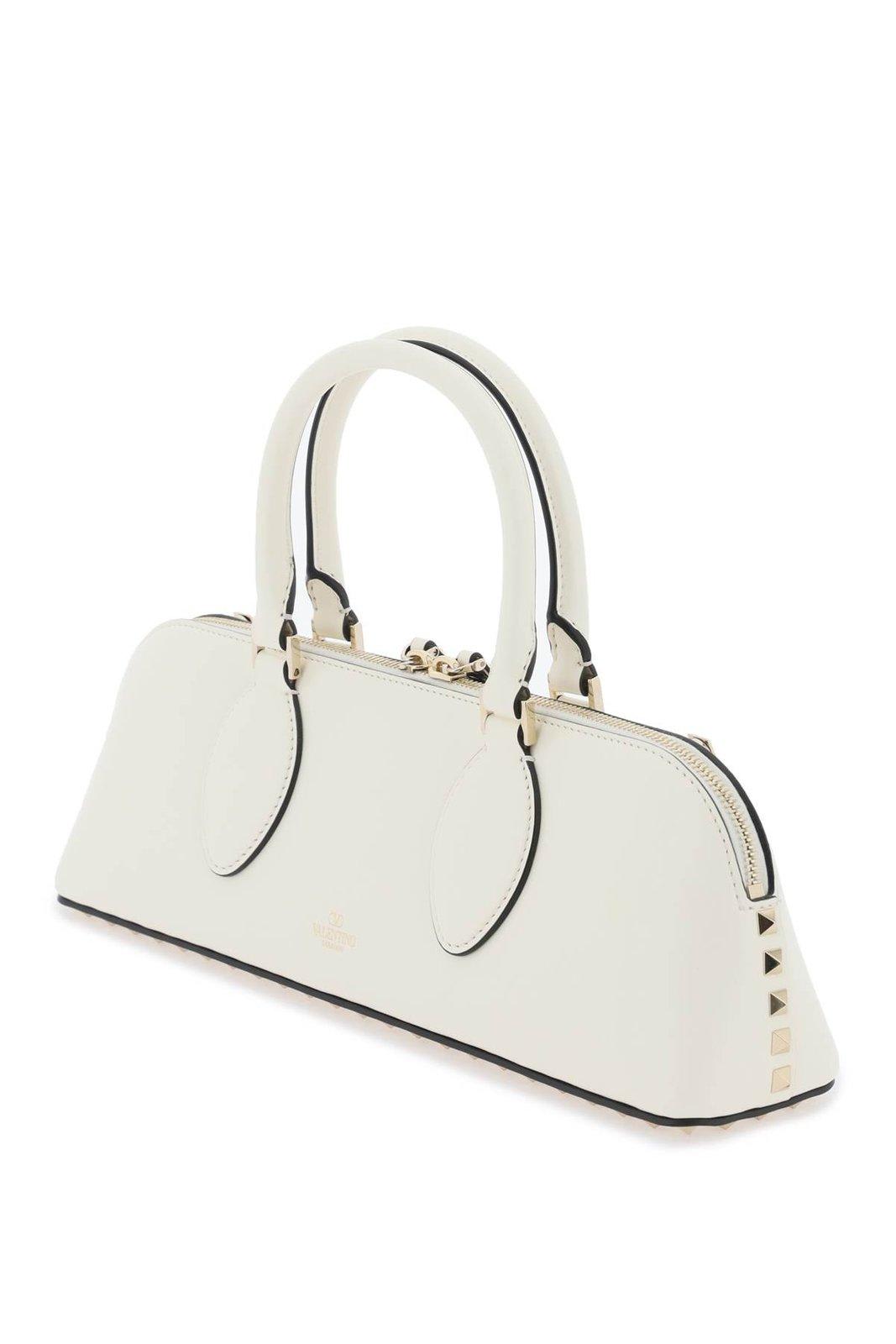 トートバッグ VALENTINO GARAVANI Ivory Leather Rockstud East-West Handbag Valentino Garavani - Ivory Leather Rockstud Tote Bag