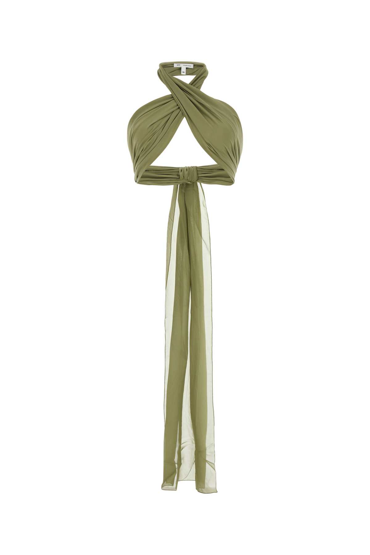 【送料&関税込】Ami Alexandre Mattiussi Sage Green Silk Crop Ami Alexandre Mattiussi Sage Green Silk Crop-top | italist