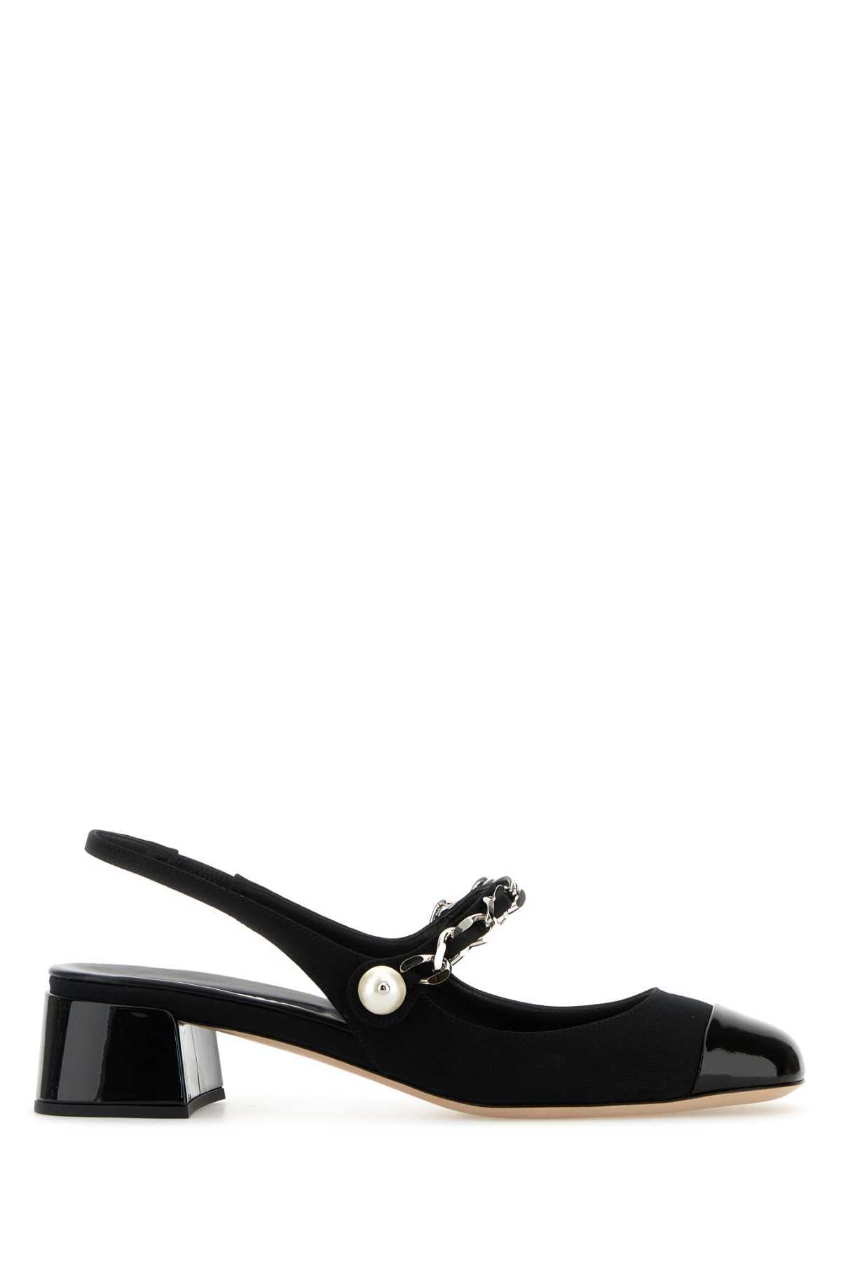 Miu Miu Black Canvas And Leather Pumps | italist