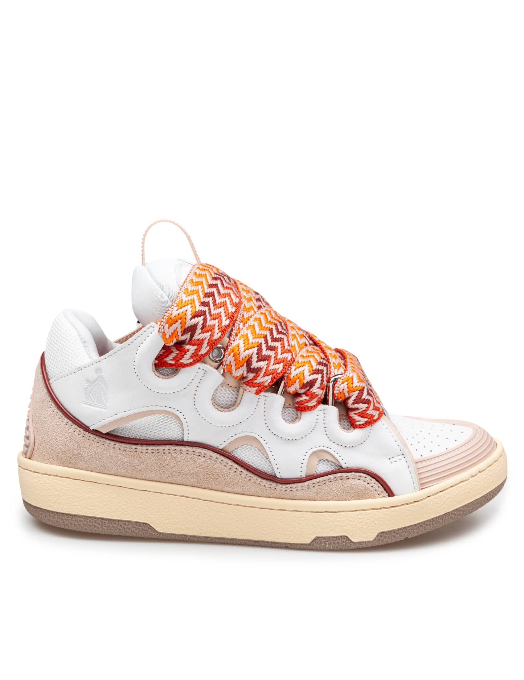 Lanvin Curb Sneakers In White And Peach Leather | italist, ALWAYS