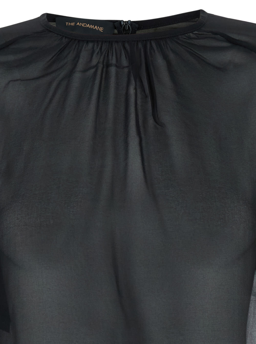Tシャツ・カットソー THE ANDAMANE ROUND NECK SILK BLOUSE (TM150919A TNS038BLACK) Shirts