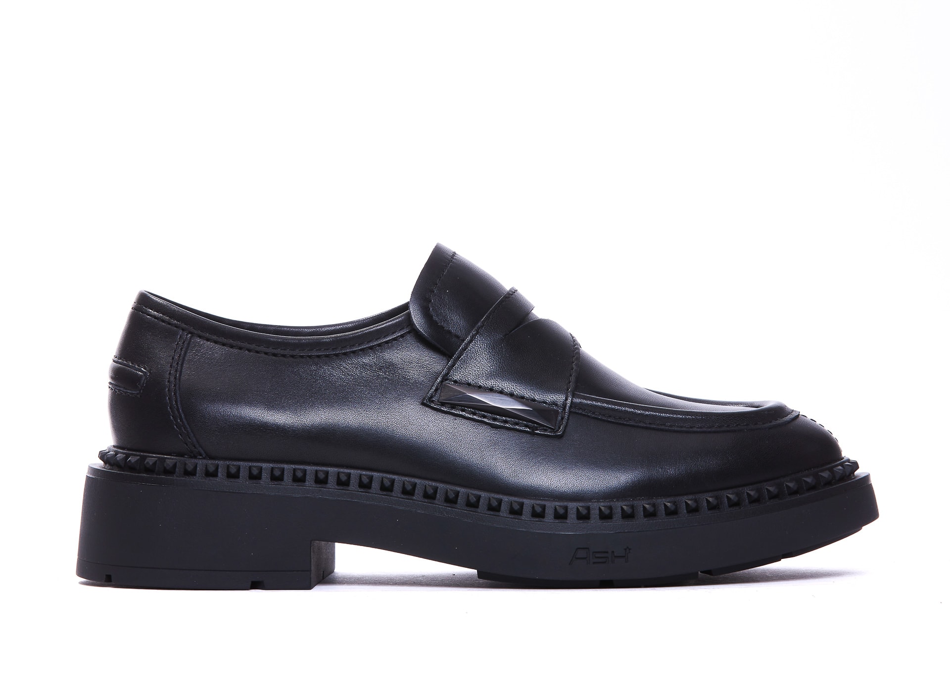 ローファー・オックスフォード ASH FW24 MEDUSA LOAFER (F24 MEDUSA07 BISTRO) Black Studded Platform Loafers - Women's Loafers