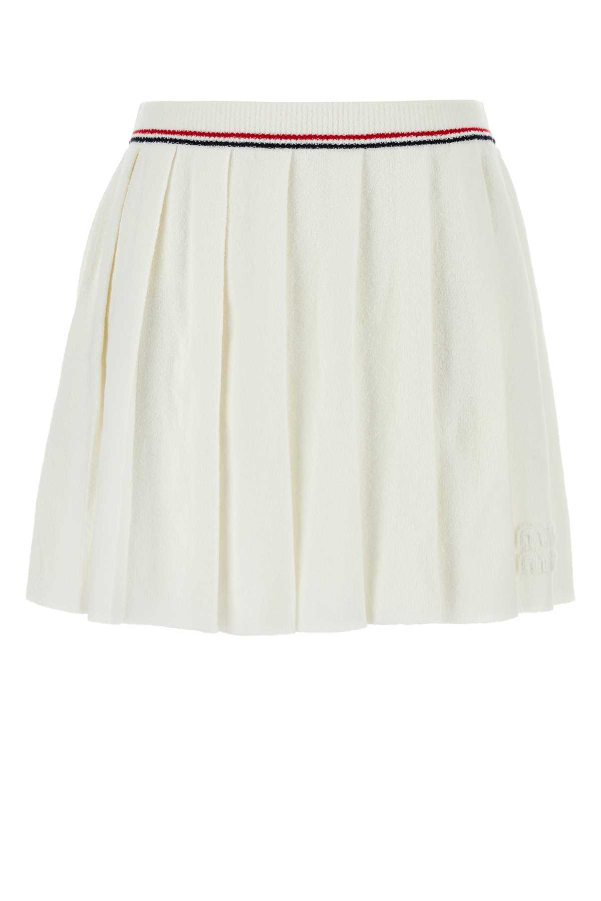 【関税&送料込】Miu Miu White Stretch Terry Fabric Skirt Miu Miu White Stretch Terry Fabric Skirt | italist