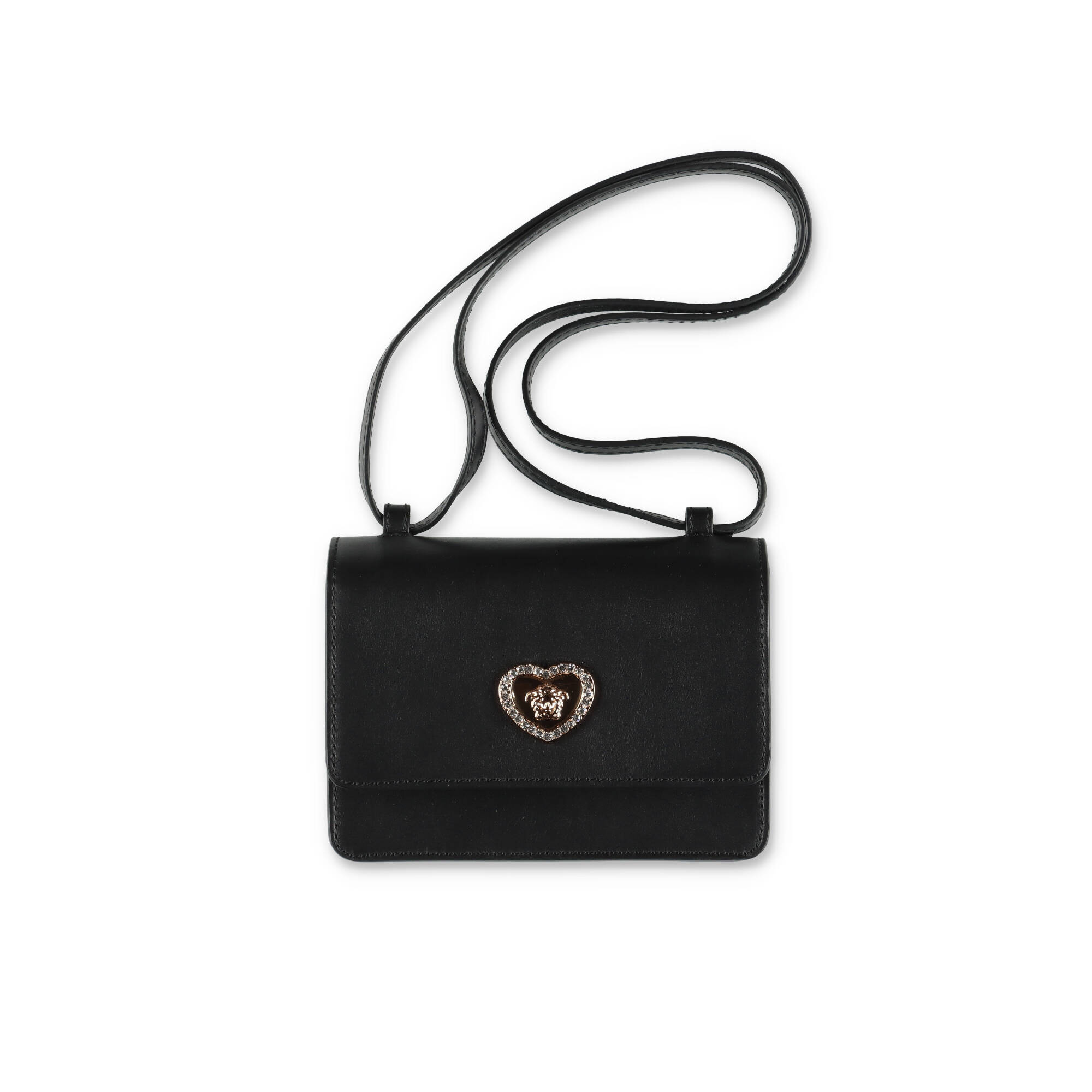 Versace Borsa Nera A Tracolla In Pelle Bambina