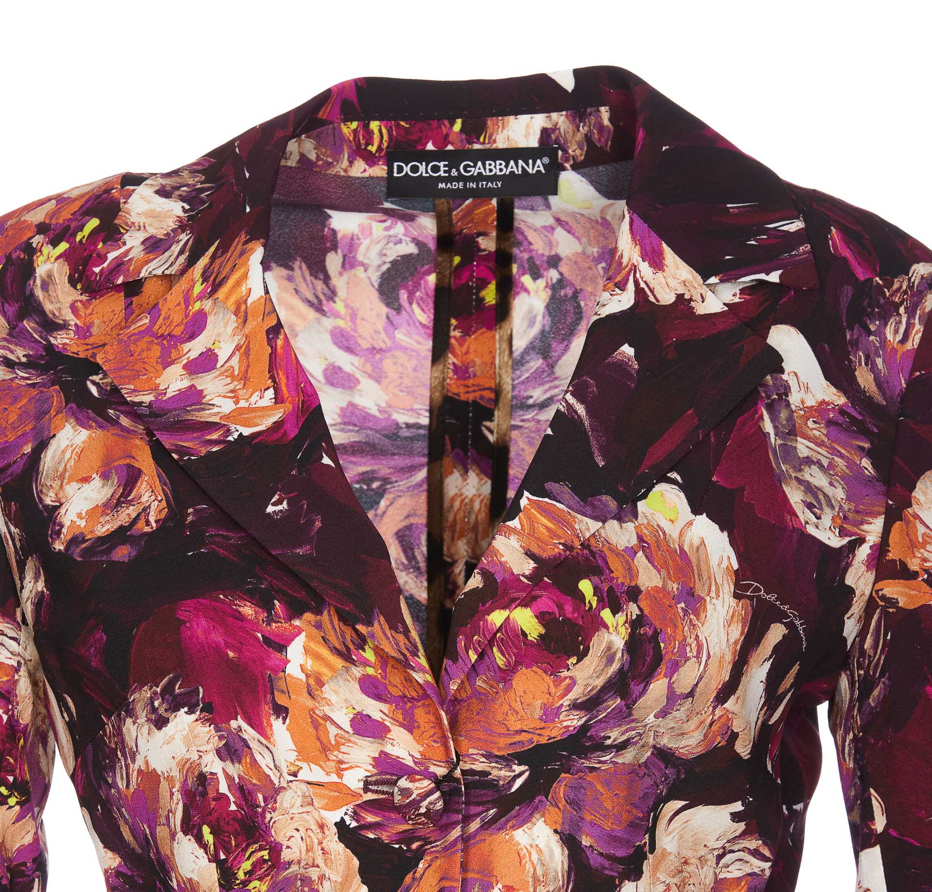 【送料&関税込】Dolce & Gabbana Peony Print Jacket Cotton jacquard Turlington jacket with peony print in Print