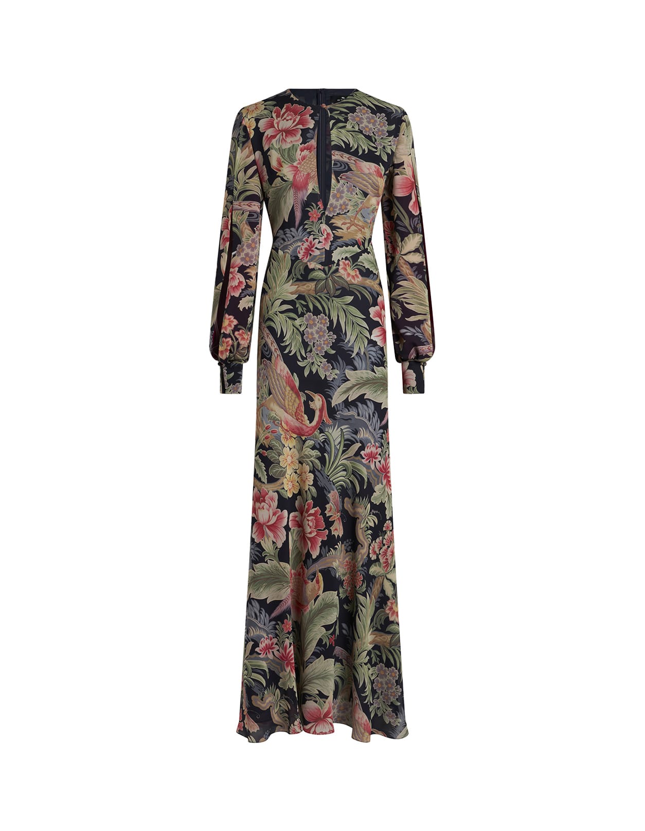 multicoloured printed silk long dress