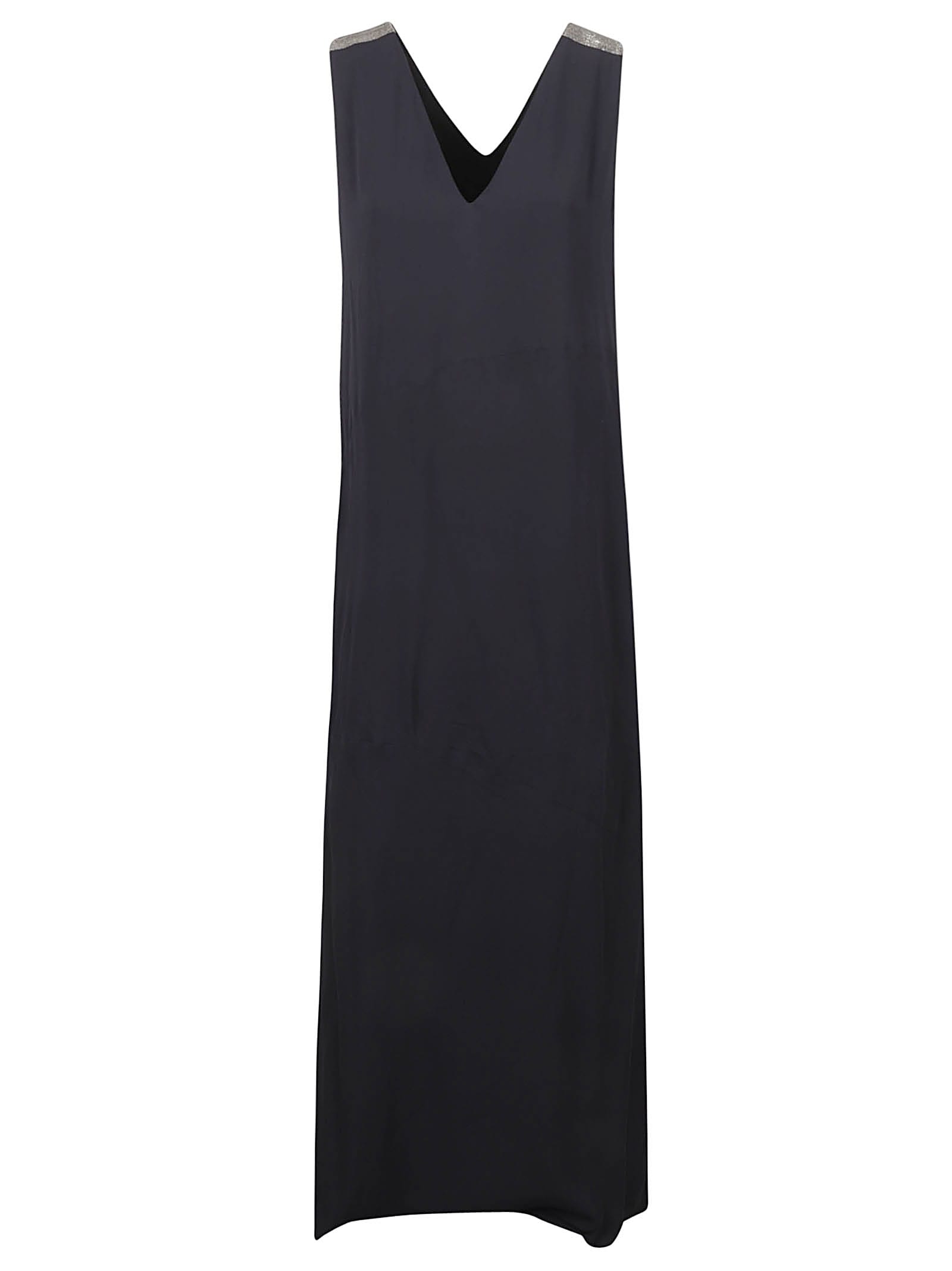 v-neck sleeveless long dress