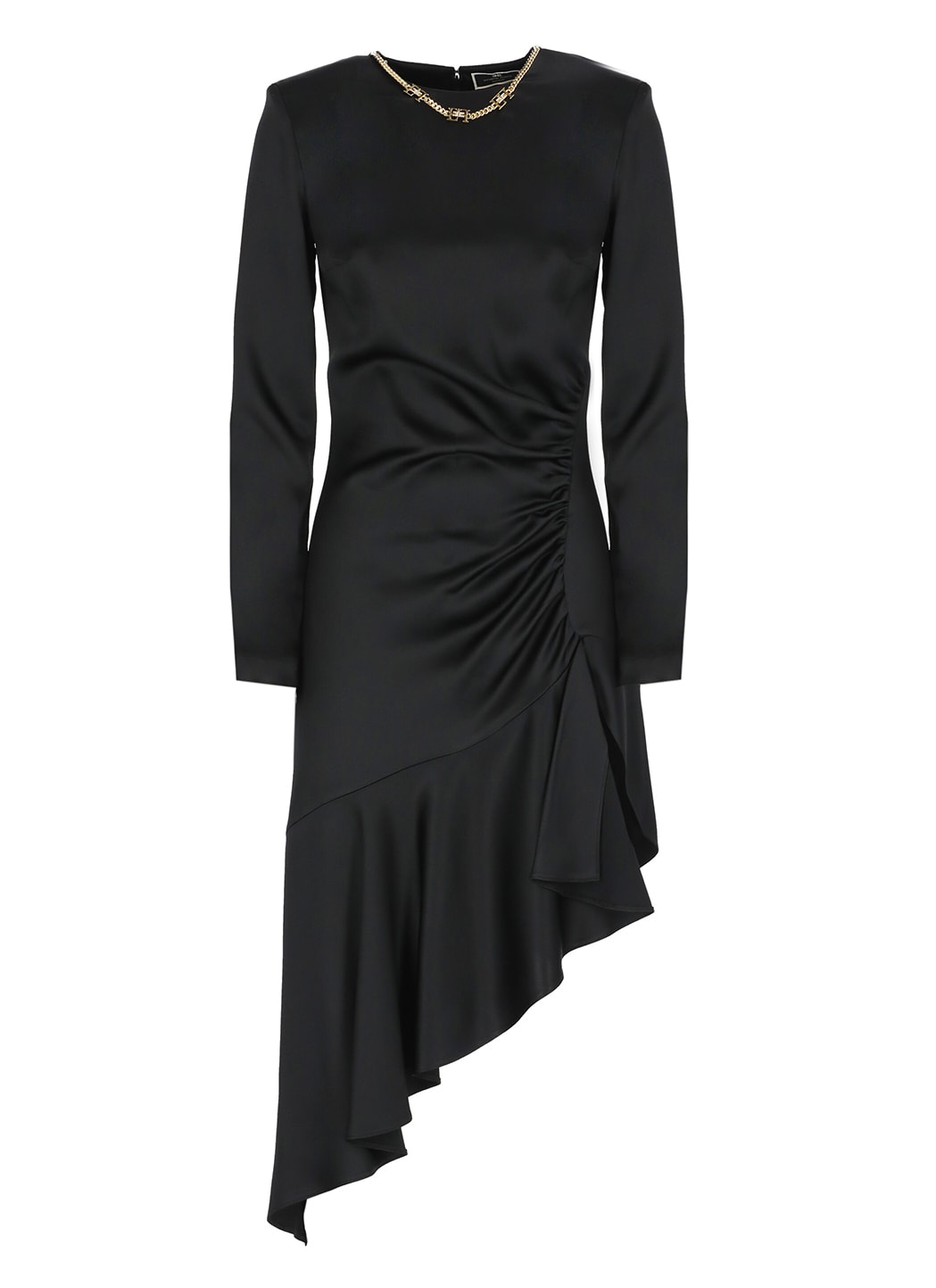 asymmetrical crepe round-neck dress