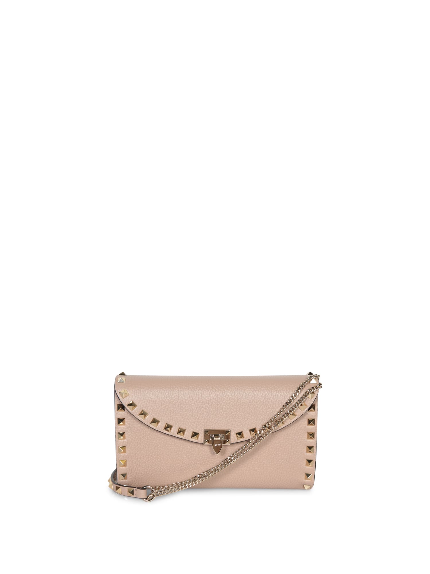 【VALENTINO】 ROCKSTUD CHAIN WALLET Valentino Garavani Rockstud Wallet with Chain in Grainy