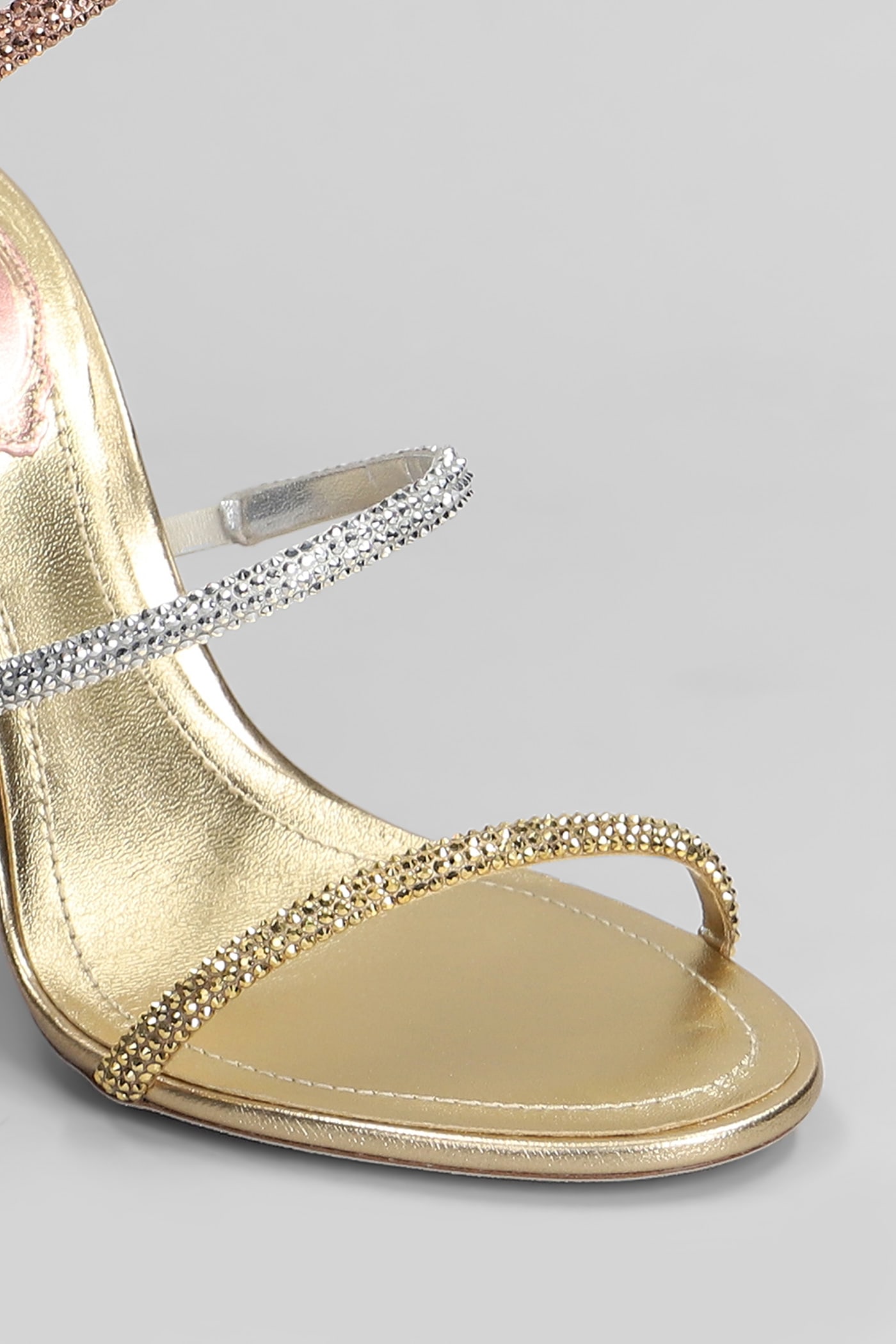 René Caovilla Trigold Sandals In Gold Leather | italist