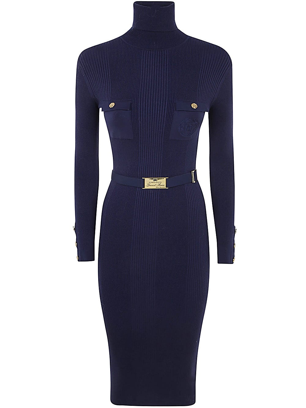 turtle neck midi dress with belt