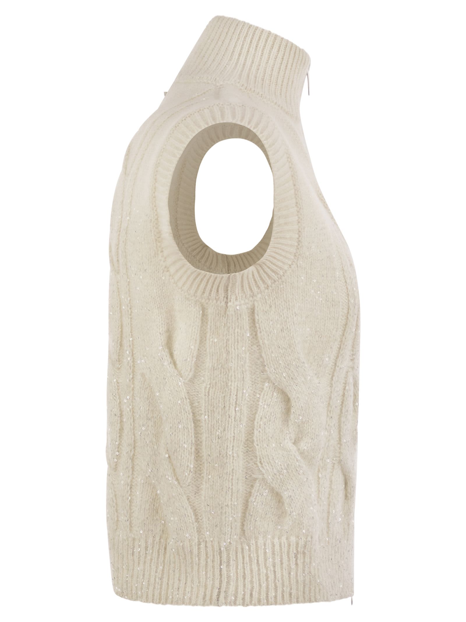 ベスト・ジレ PESERICO FW24 Cable zip vest in alpaca wool (S99647F05 A03) Peserico Cable Zip Vest In Alpaca Wool | italist