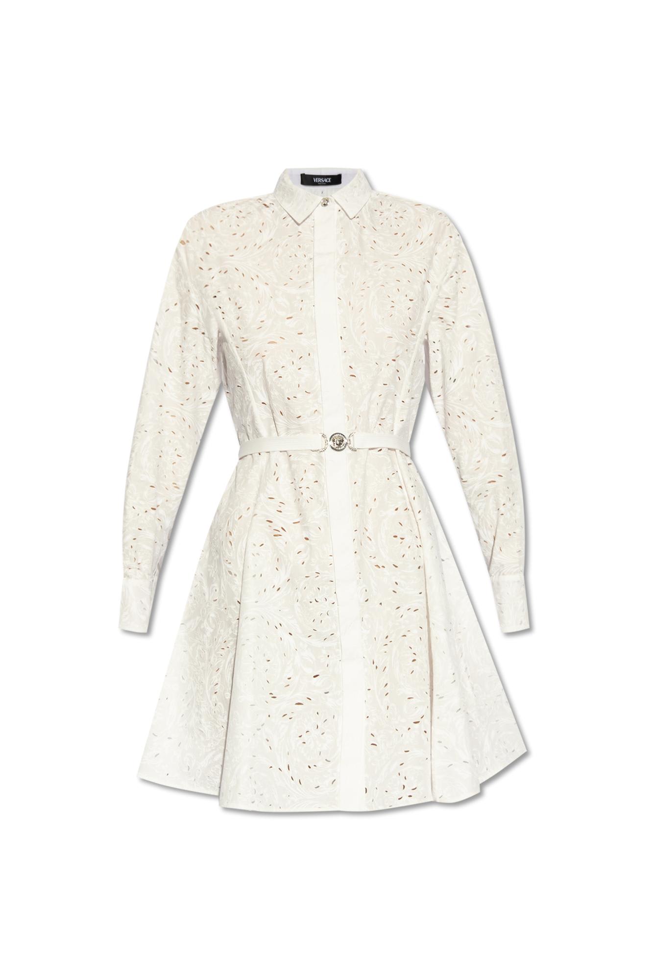 sangallo barocco-embroidered long-sleeved shirt dress