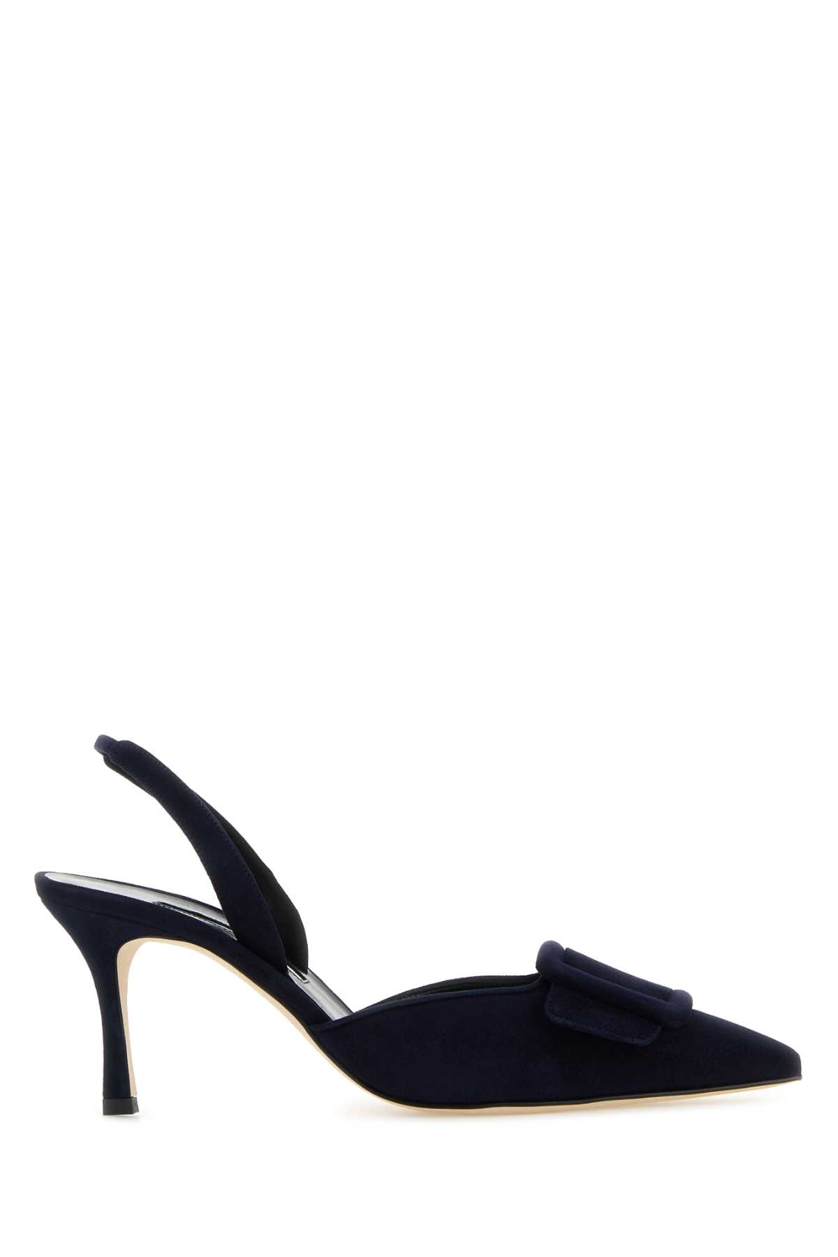 Manolo Blahnik Navy Blue Suede Maysli Pumps | italist
