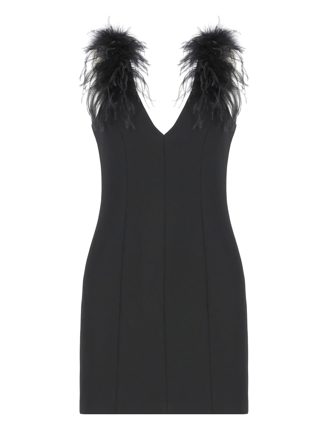 sheath dress with feathers