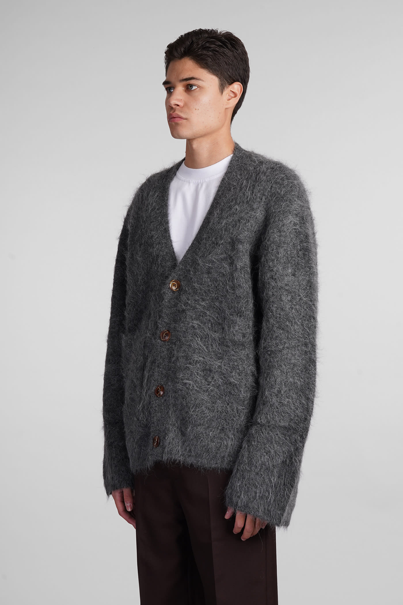 ★Sefr★ Lee Cardigan Gray Melange WFW24LEEGRE WFW24LEEGREFW Séfr Lee Cardigan Cardigan In Grey Wool | italist