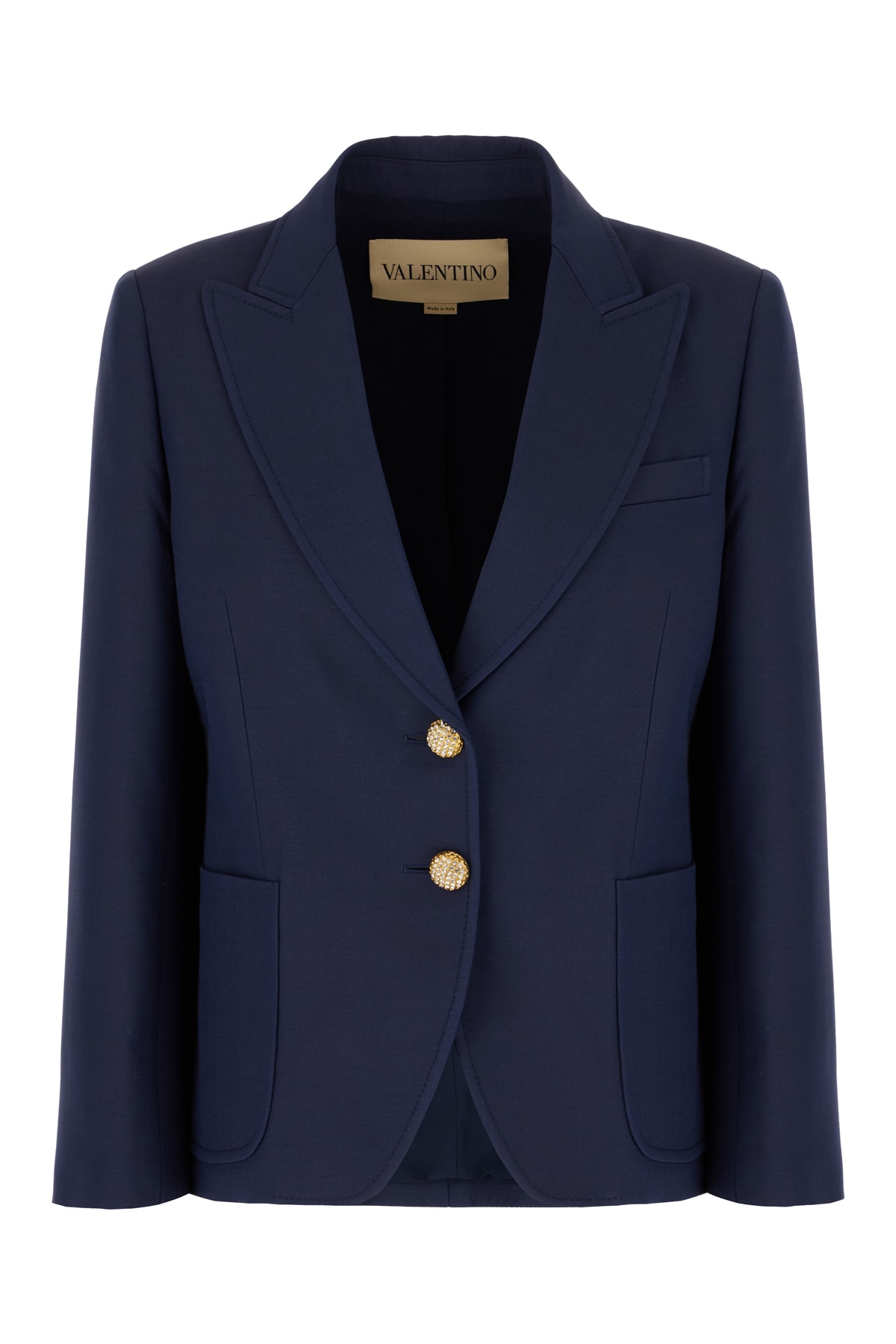 【関税&送料込】Valentino Garavani Navy Blue Wool Blazer Valentino Garavani Navy Blue Wool Blend Blazer | italist