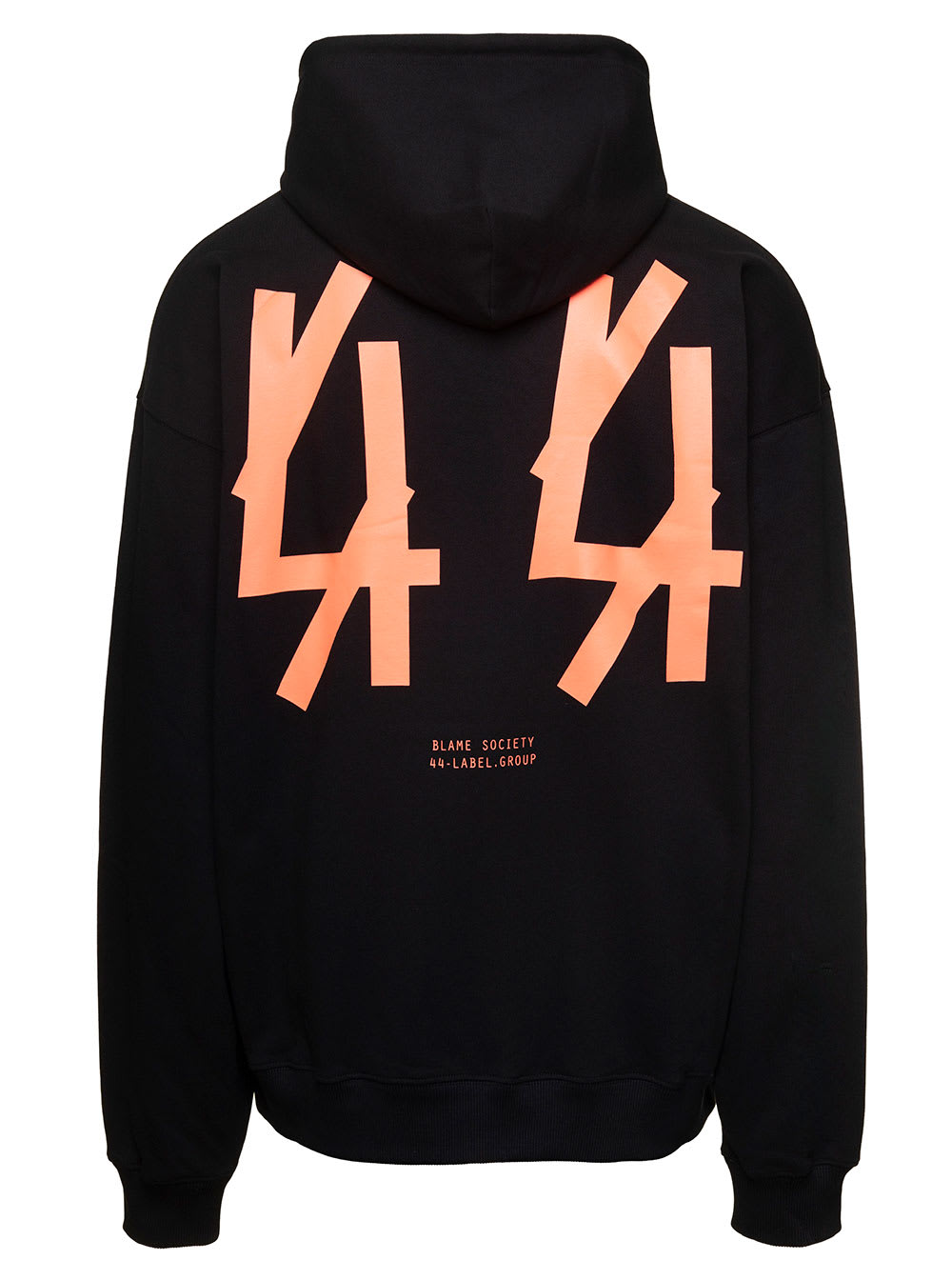 44 Label Group Black Hoodie With Tonal Logo Embroidery In 44 Label Group Black Hoodie With Tonal Logo Embroidery In