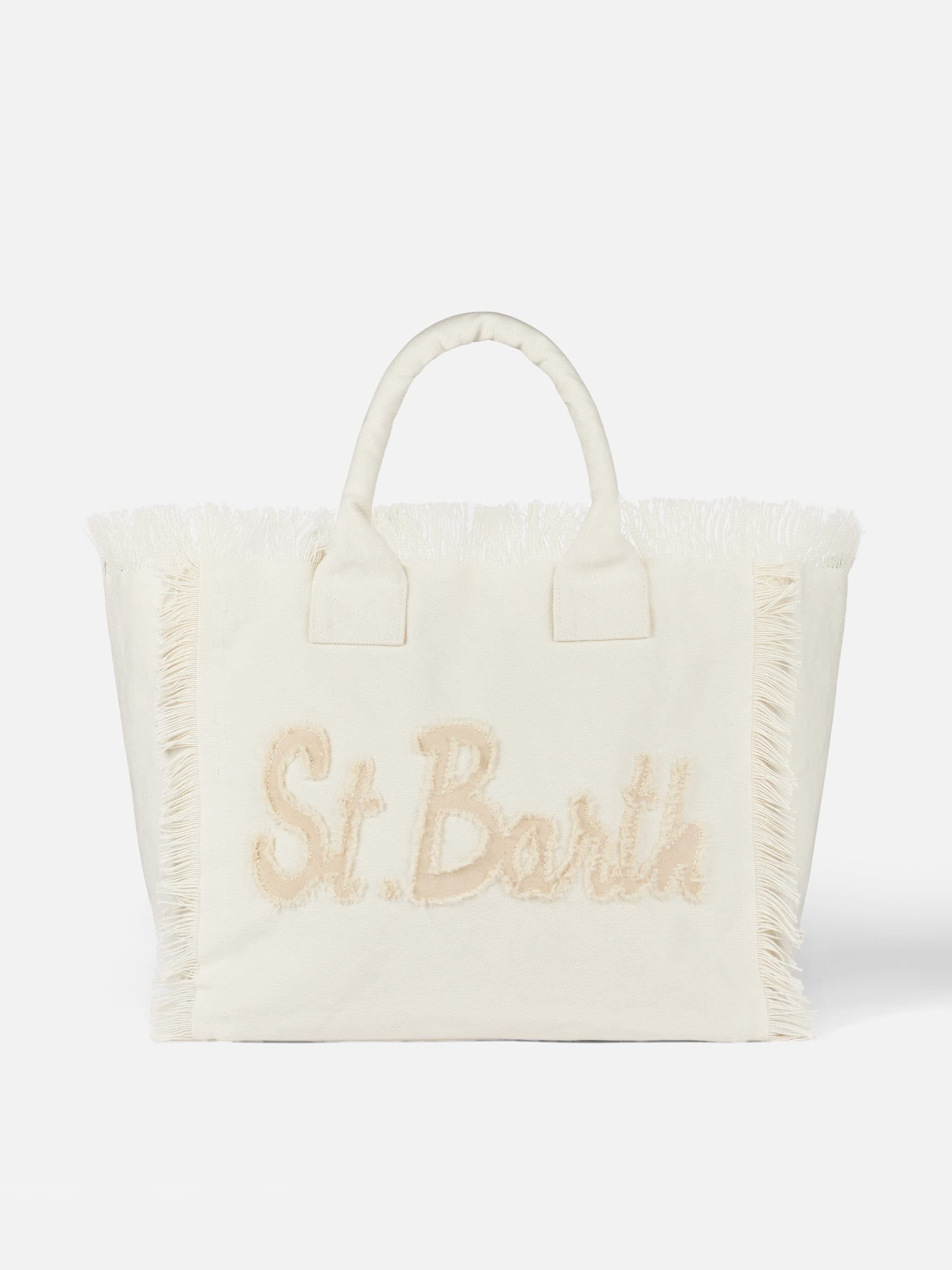Mc2 Saint Barth Vanity White Canvas Shoulder Bag With Fiorucci