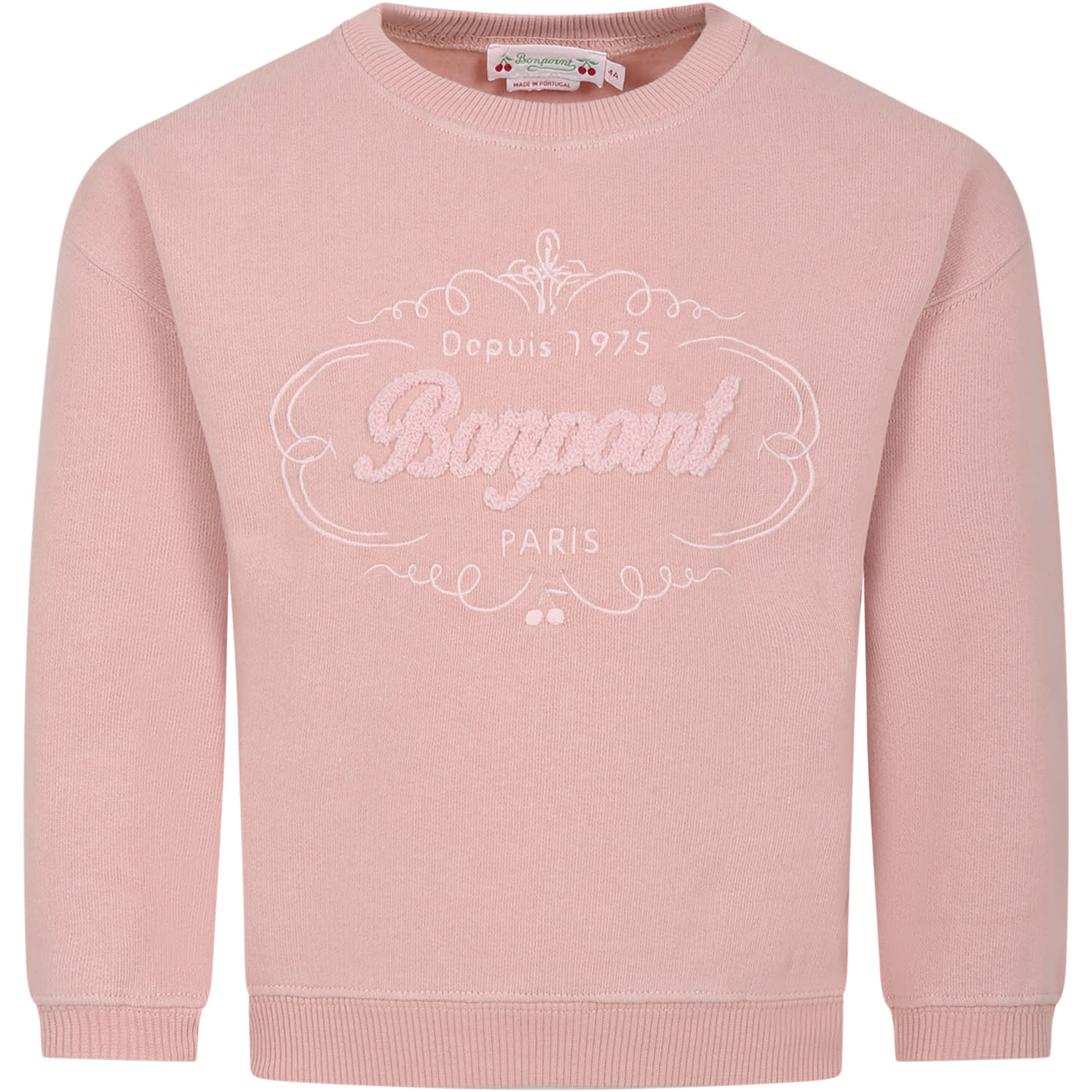 Bonpoint Pink Sweatshirt For Girl With Logo | italist, ALWAYS LIKE