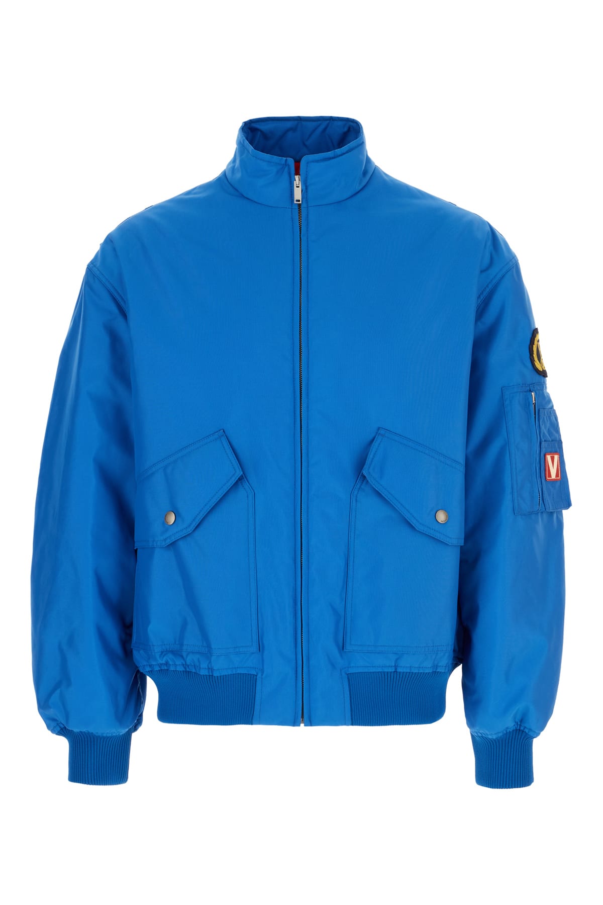 Valentino Garavani Light Blue Nylon Padded Bomber Jacket
