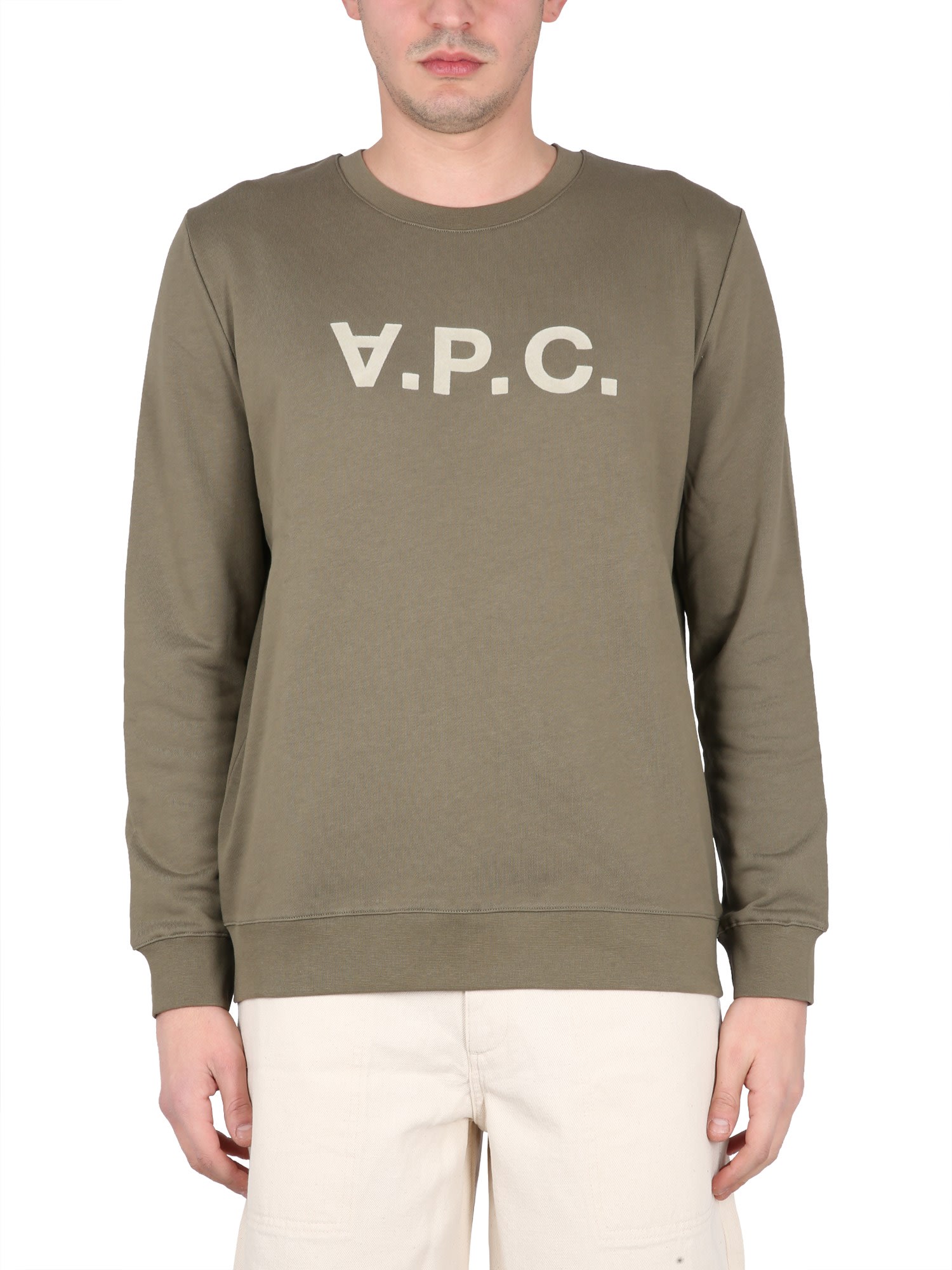 ★A.P.C.★ VPC Logo Sweatshirt Khaki Grease COFAXH27803TJL C A.P.C. Sweatshirt With V.p.c Logo | italist