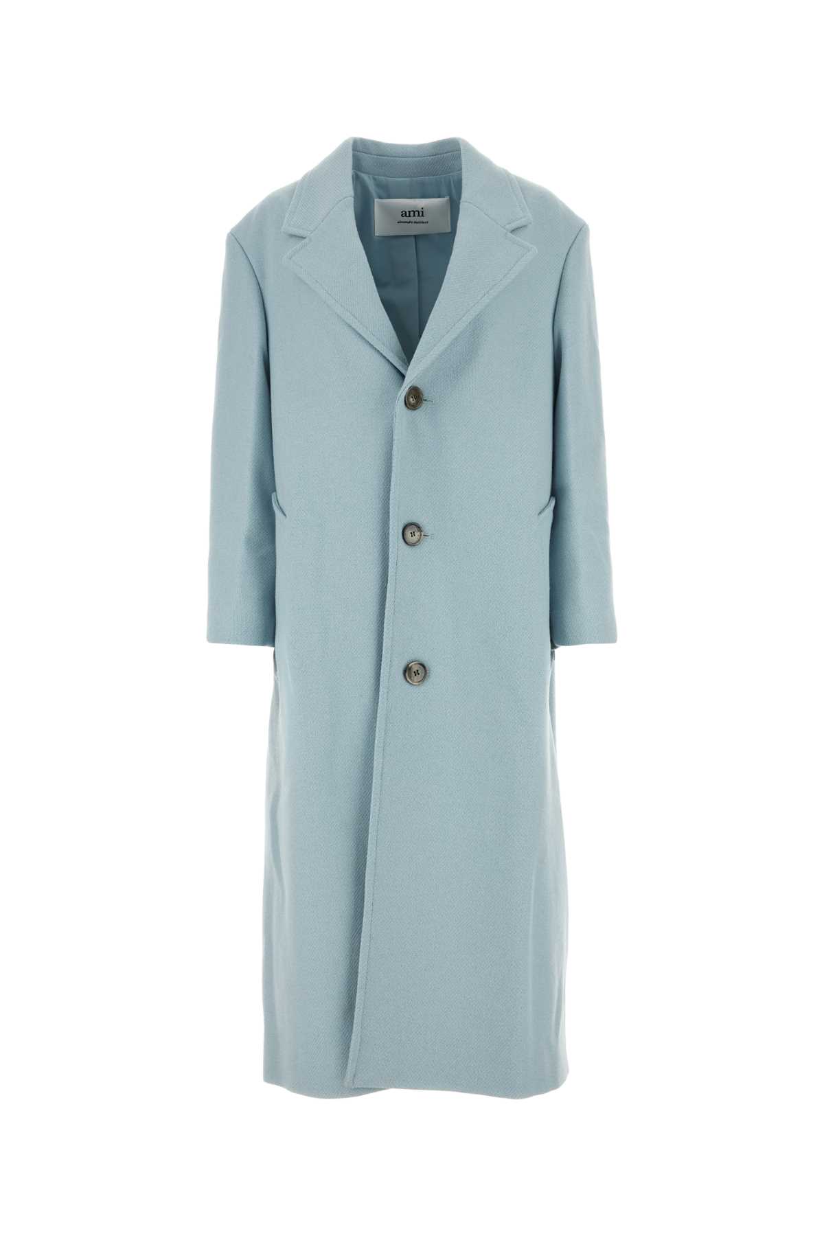 コート AMI PARIS POWDER BLUE WOOL BLEND COAT Ami Alexandre Mattiussi Powder Blue Wool Blend Coat