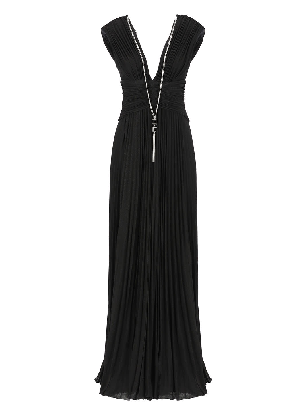 red carpet lurex jersey dress with necklace