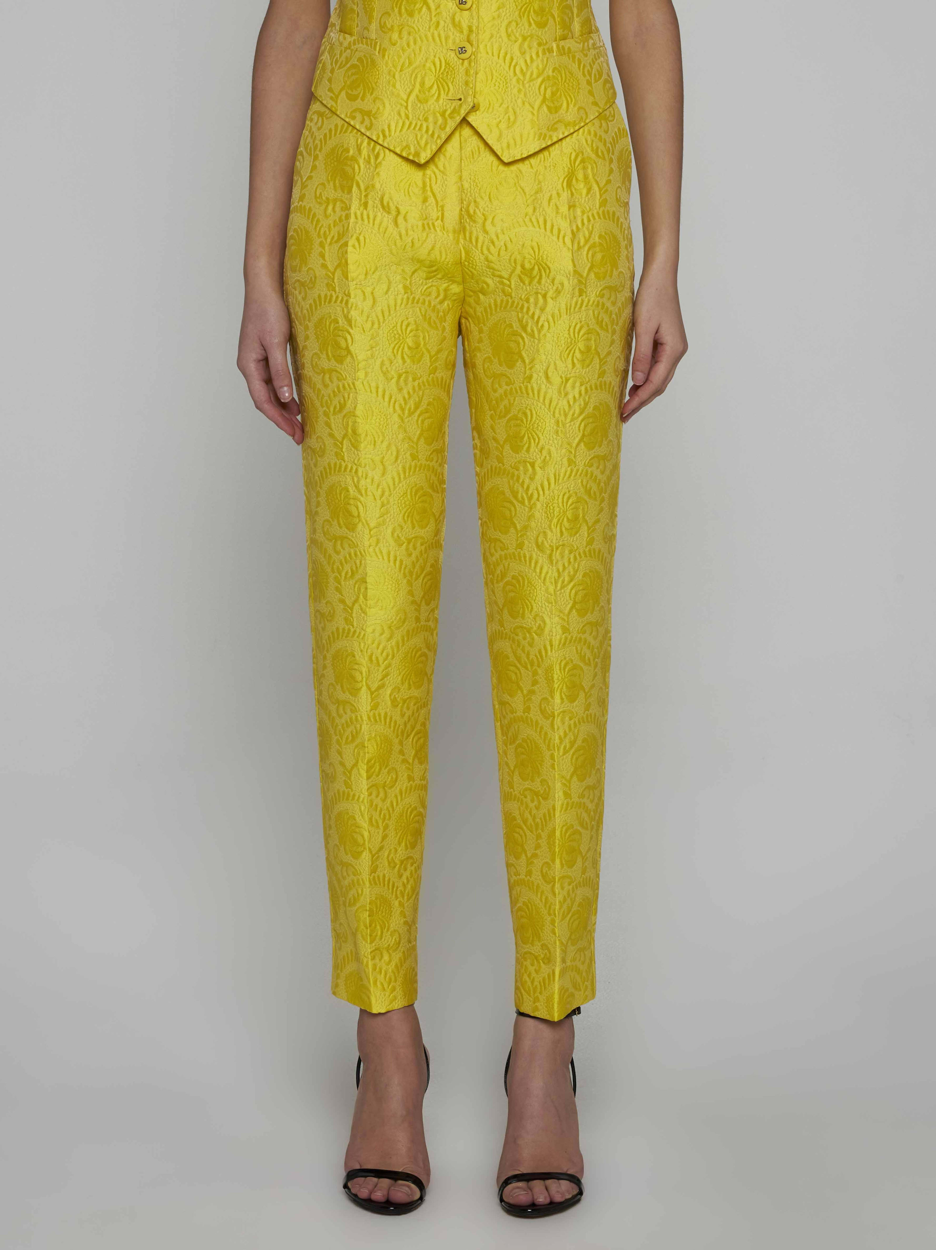 DOLCE&GABBANA★素敵！Cropped llic brocade pants DOLCE & GABBANA Pants Iridescent Brocade Jacquard Trouser