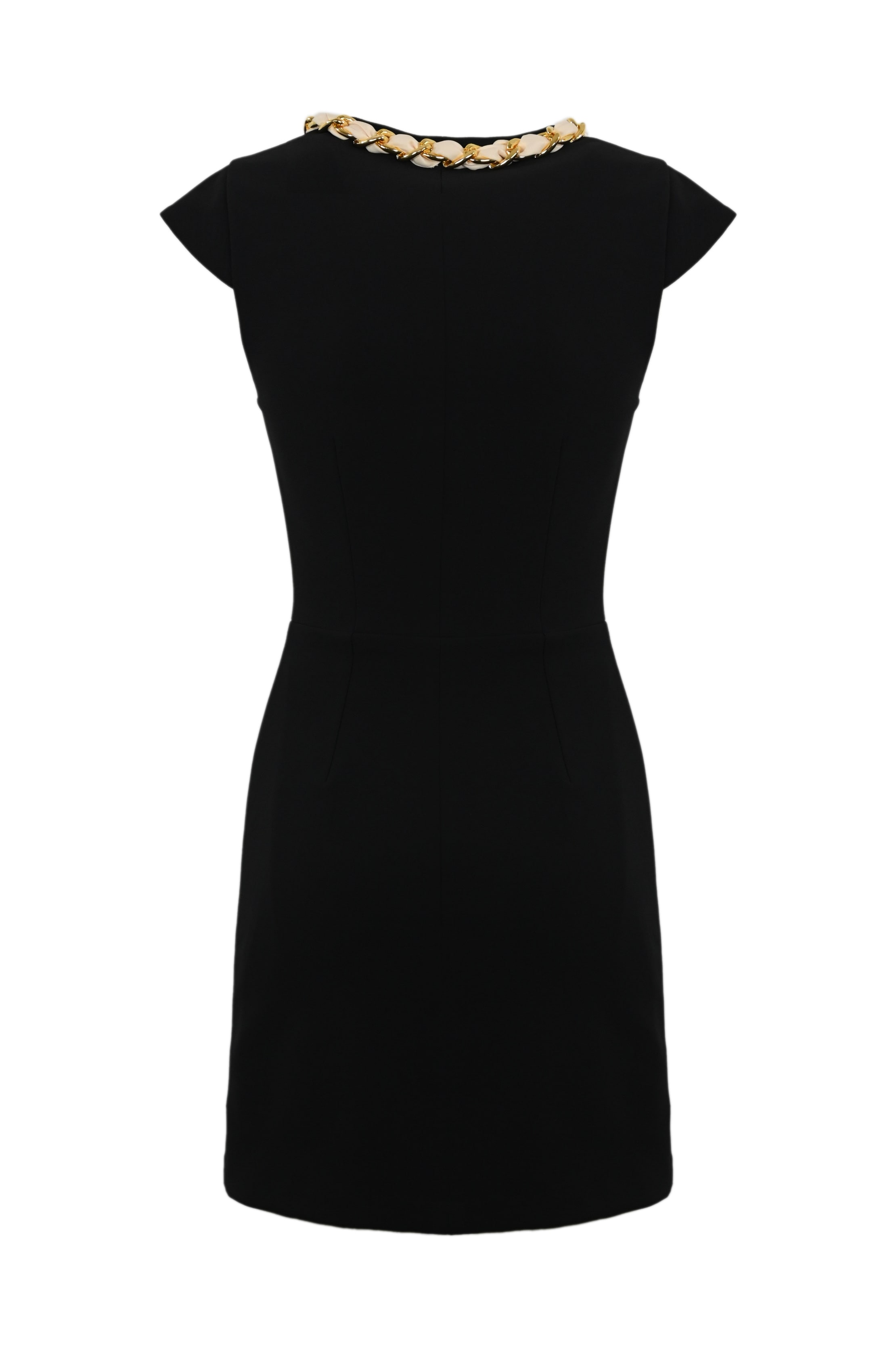 Elisabetta Franchi Stretch Crepe Dress With Chain Scarf