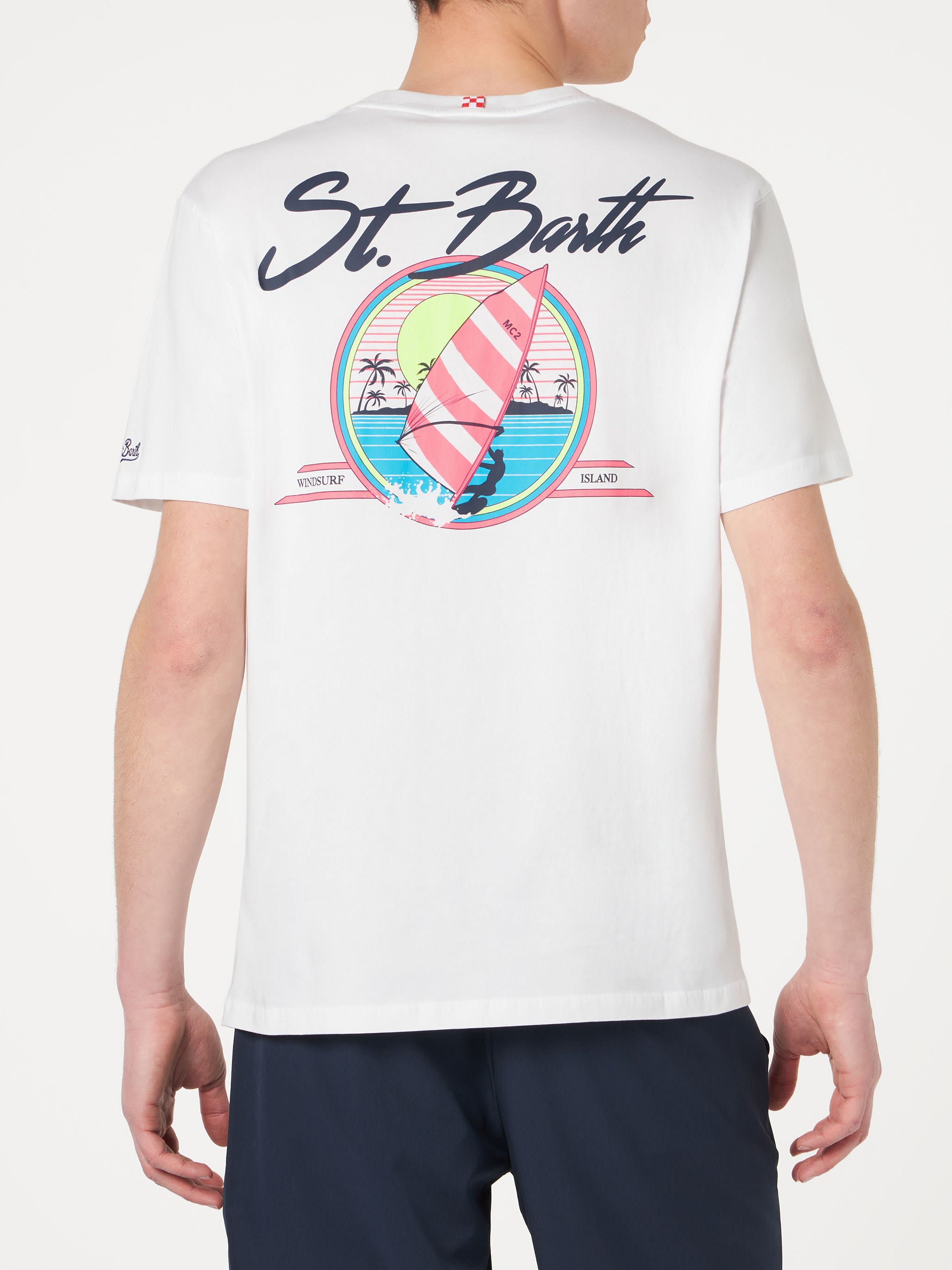 MC2 Saint Barth Man Cotton T-shirt With St. Barth Surf Print MC2 Saint Barth Man Cotton T-shirt With St. Barth Surf Print