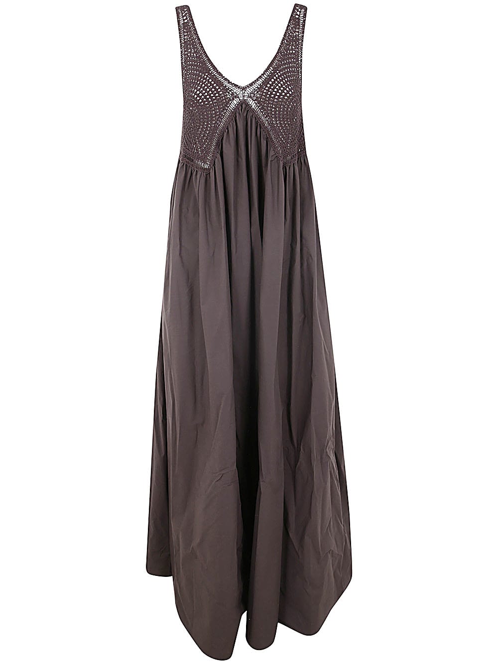crochet and popeline combined dress