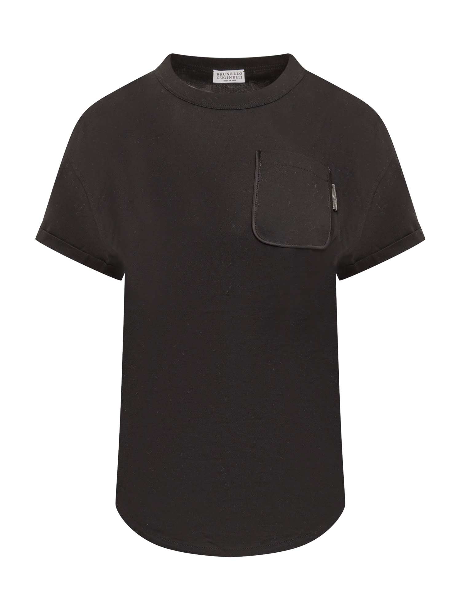Tシャツ・カットソー BRUNELLO CUCINELLI COTTON JERSEY T-SHIRT WITH SHINY TAB Brunello Cucinelli Cotton Jersey T-shirt With Shiny Tab