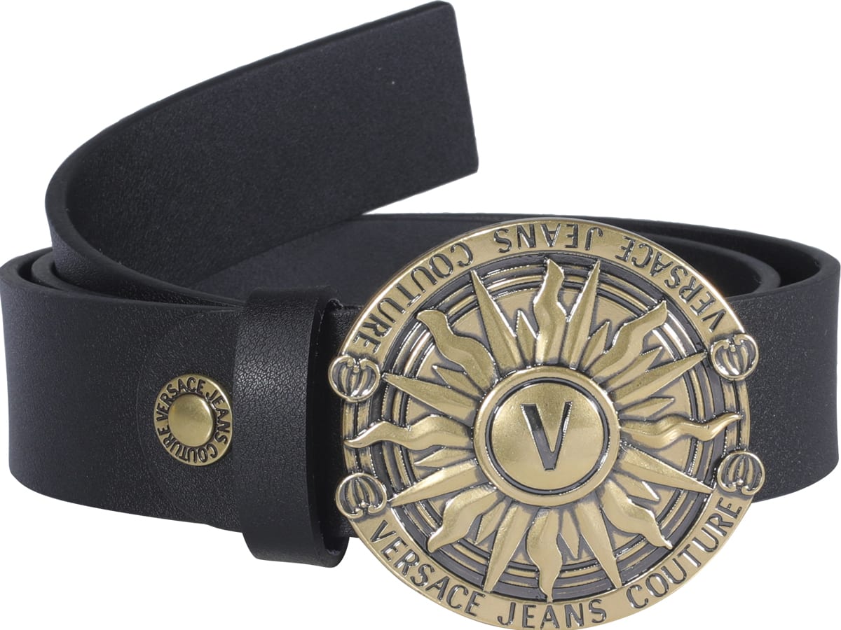 versace v logo belt