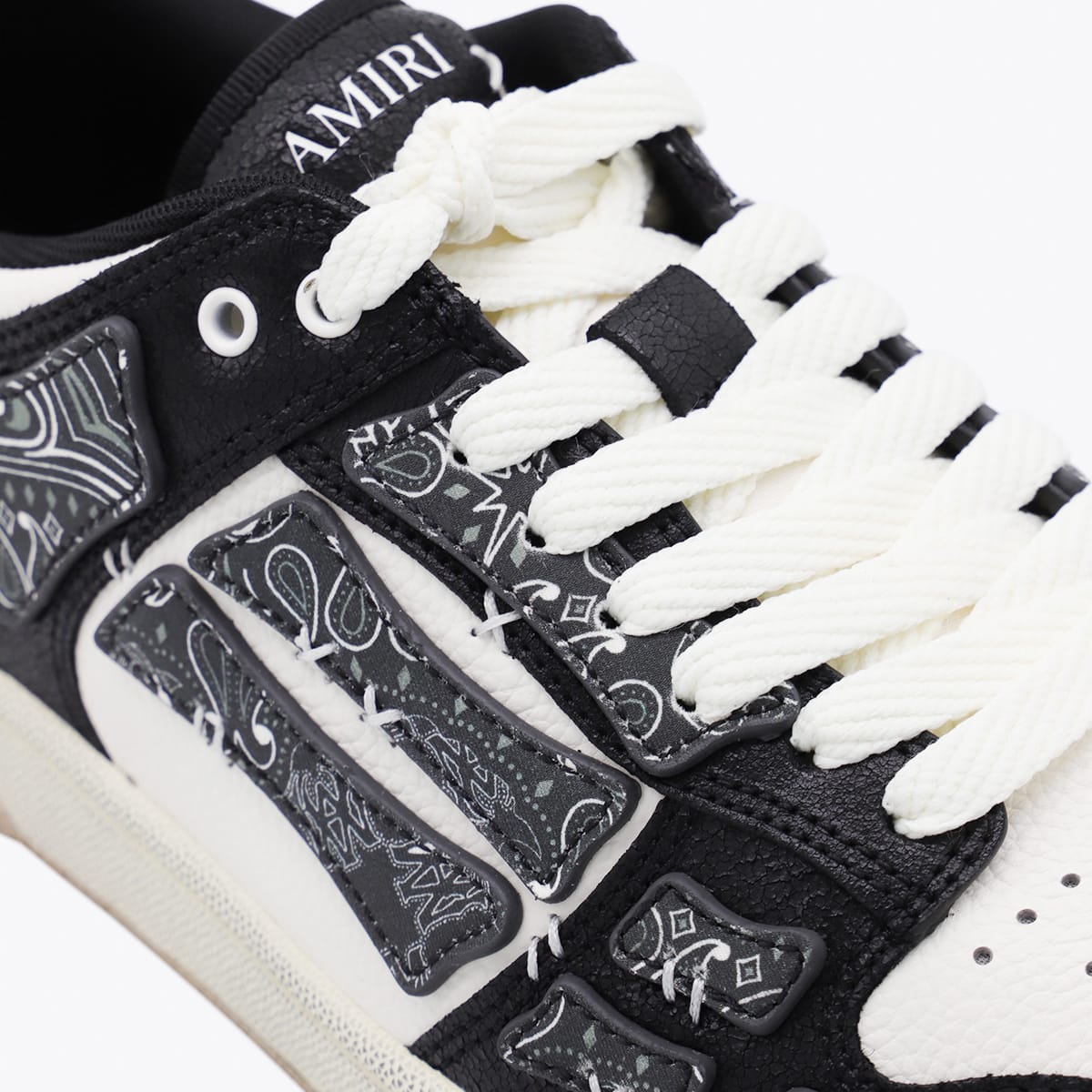 AMIRI Black And White Leather Bandana Skell Low Top Sneakers