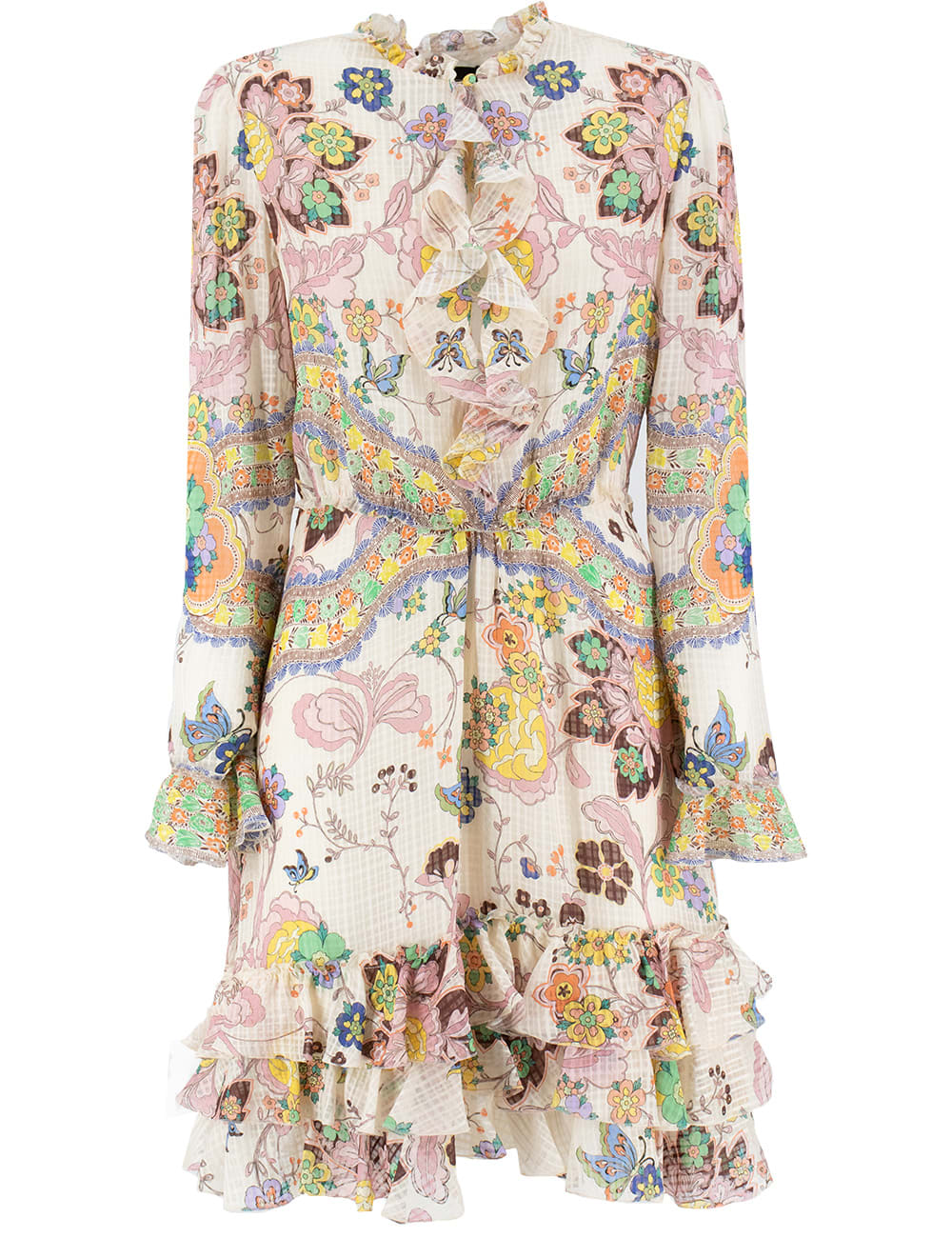 【送料&関税込】Etro Mock-neck Ruffled Mini Dress Etro Mock-neck Ruffled Mini Dress | italist